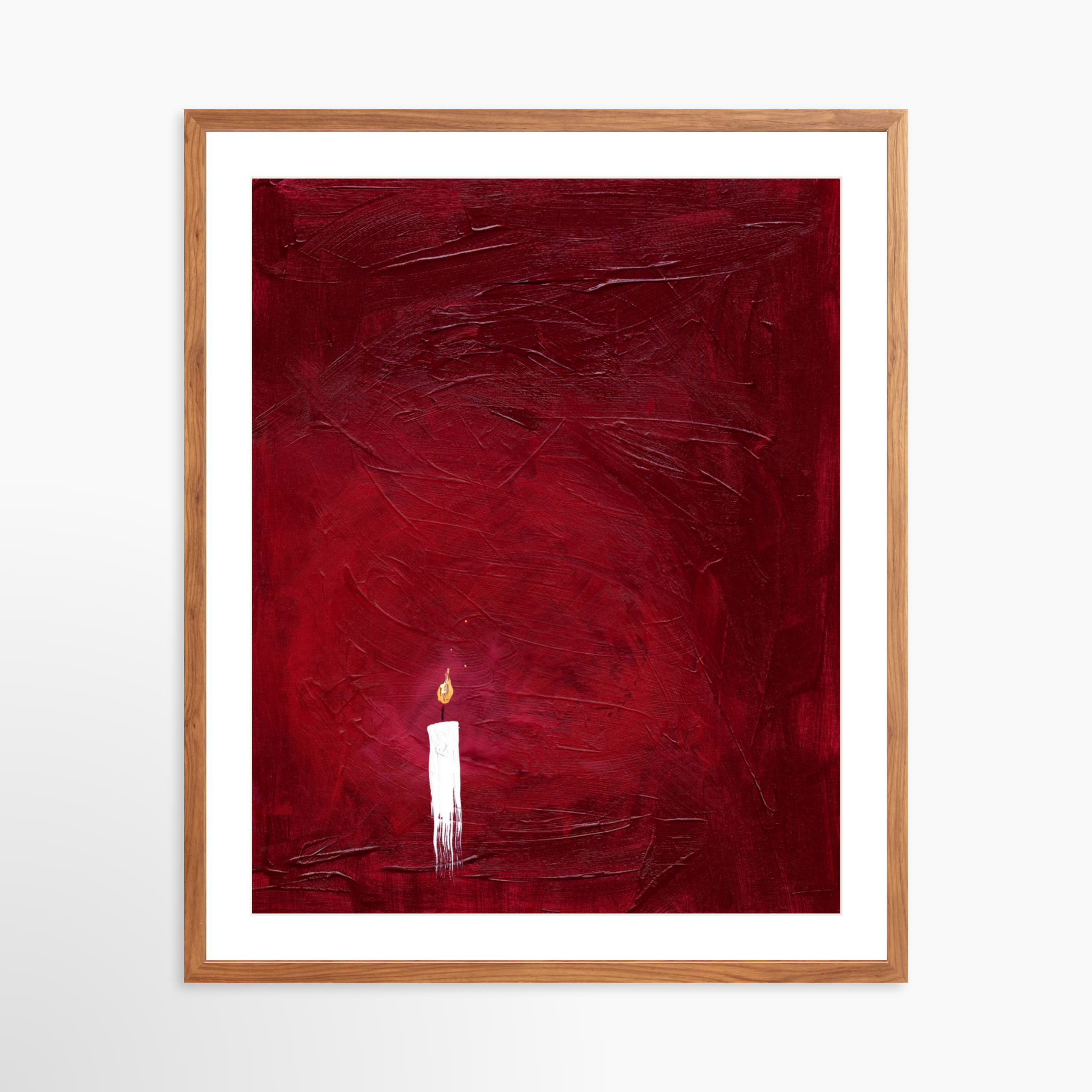 24x30 / Light Walnut Frame + White Mat