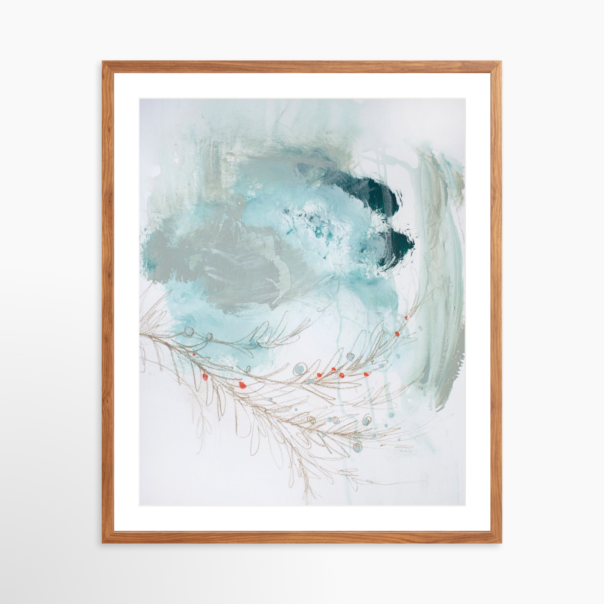24x30 / Light Walnut Frame + White Mat