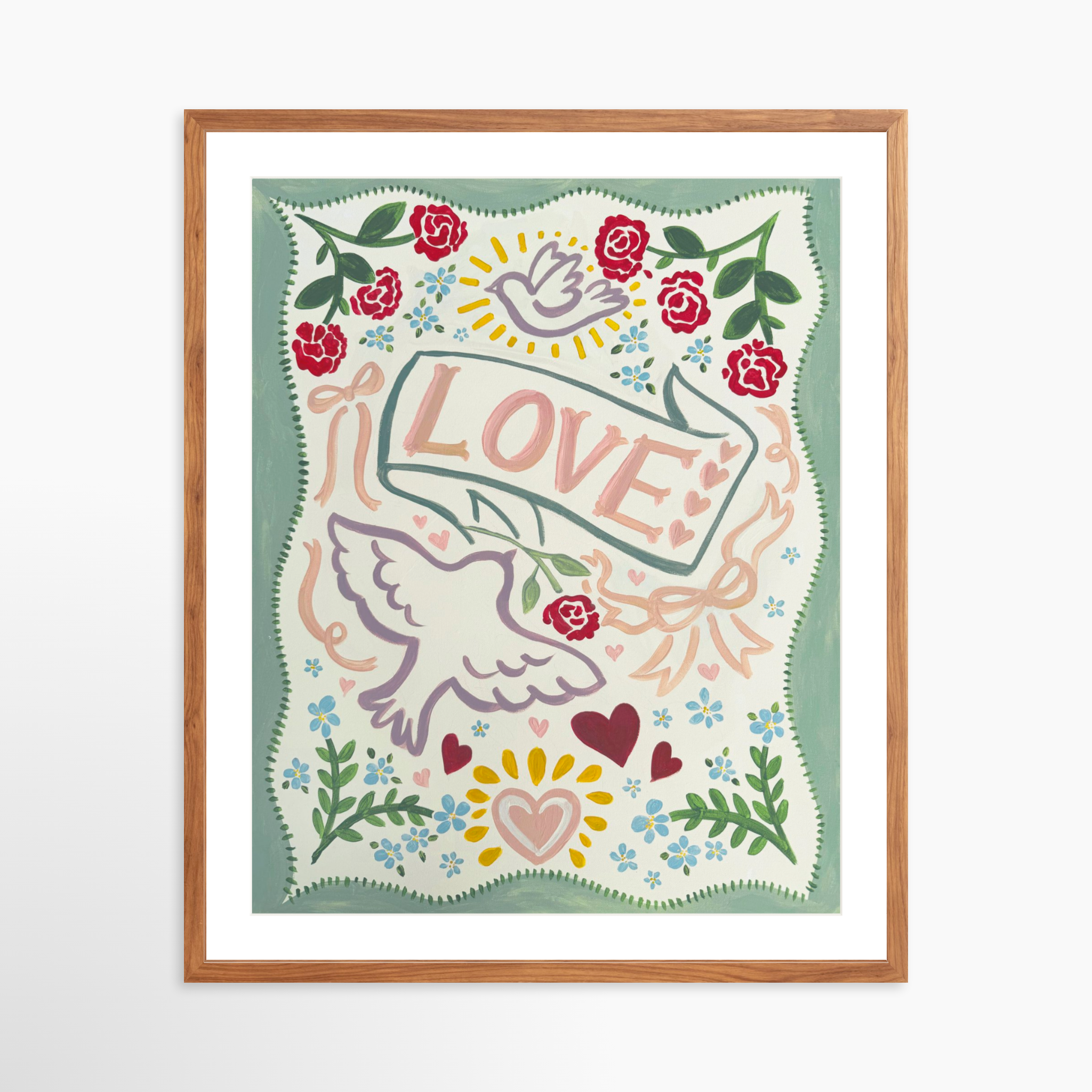 24x30 / Light Walnut Frame + White Mat