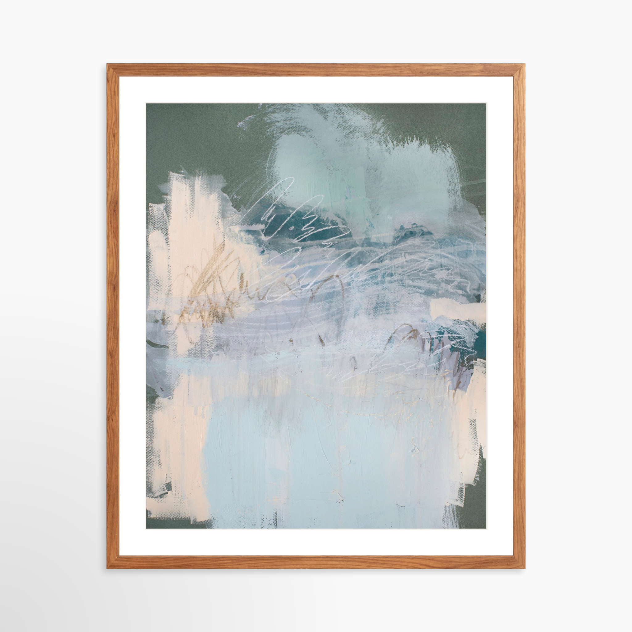 24x30 / Light Walnut Frame + White Mat
