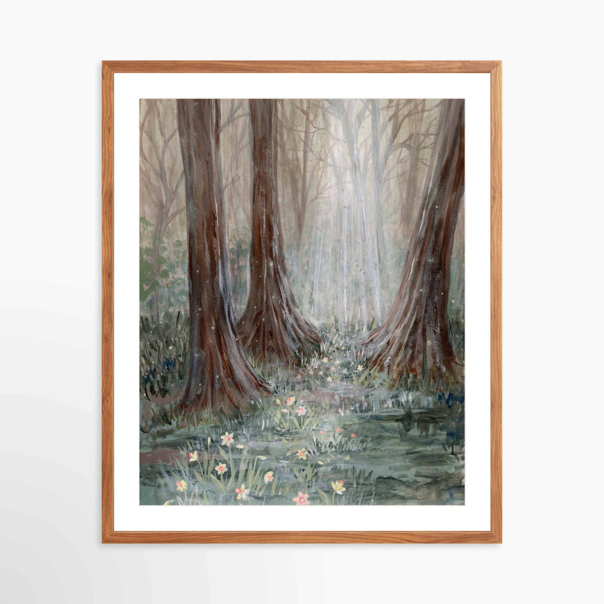 24x30 / Light Walnut Frame + White Mat