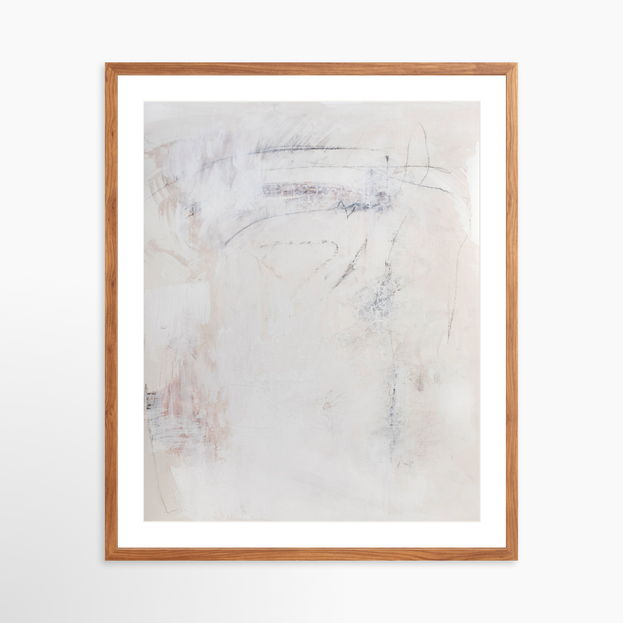 24x30 / Light Walnut Frame + White Mat