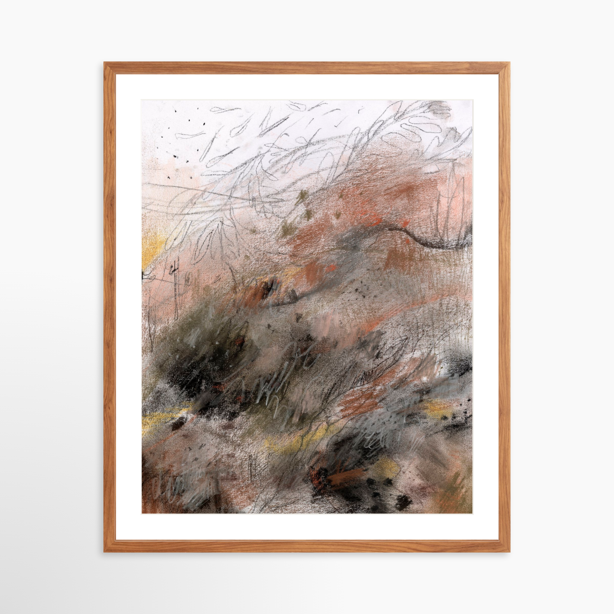 24x30 / Light Walnut Frame + White Mat