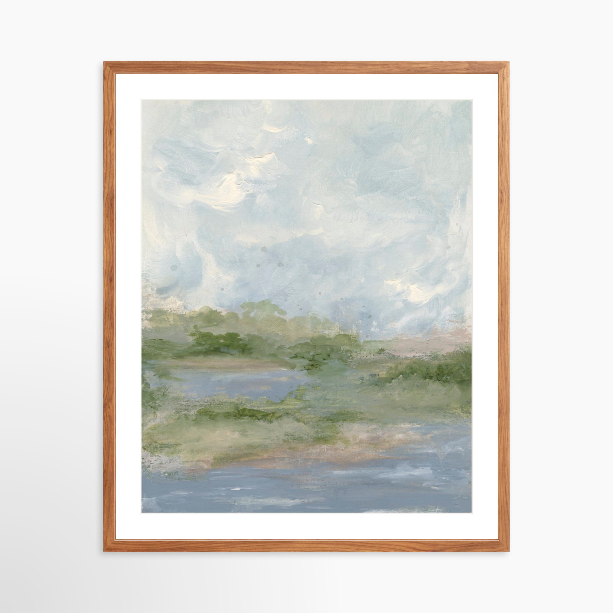 24x30 / Light Walnut Frame + White Mat