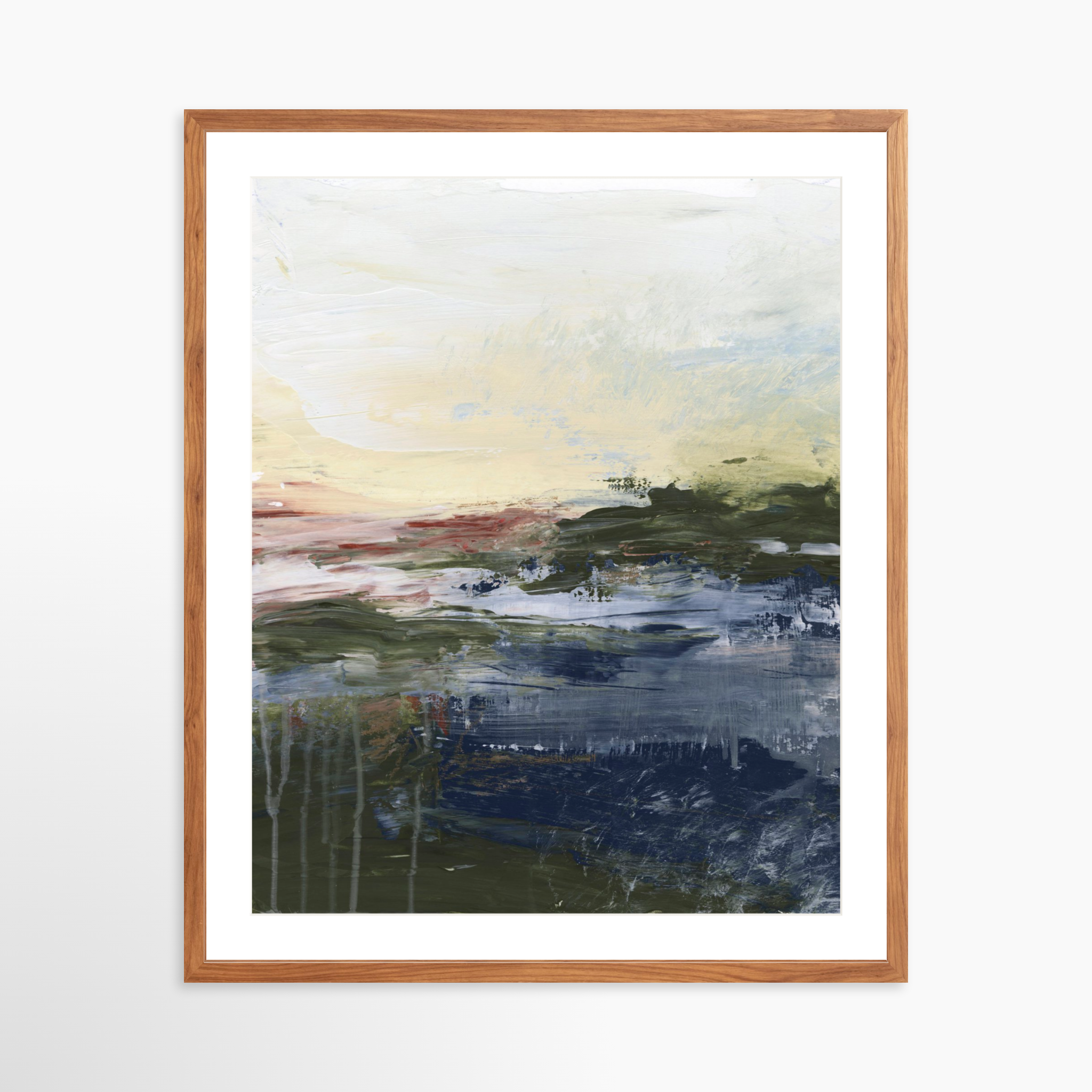 24x30 / Light Walnut Frame + White Mat