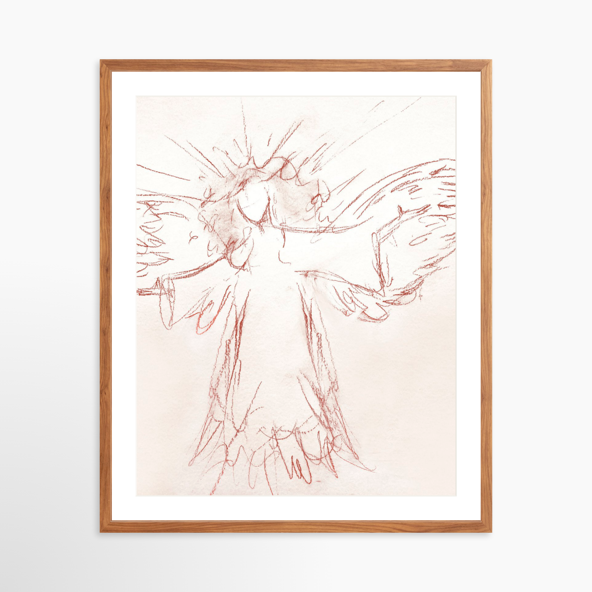 24x30 / Light Walnut Frame + White Mat