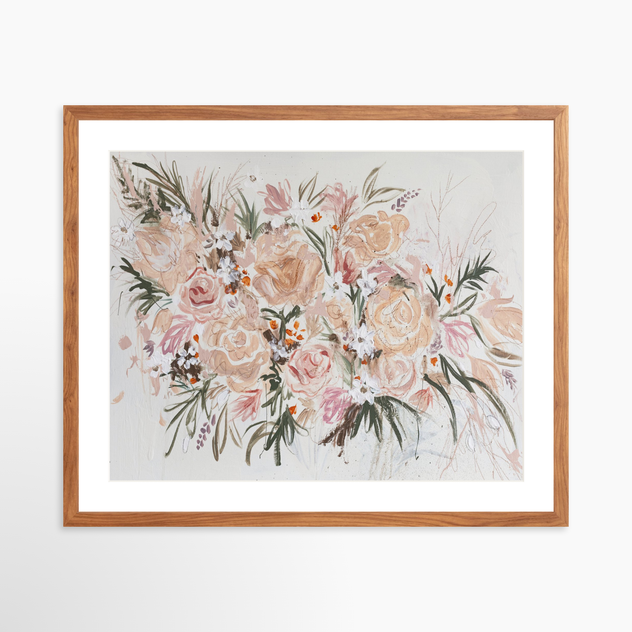 25x20 / Light Walnut Frame + White Mat