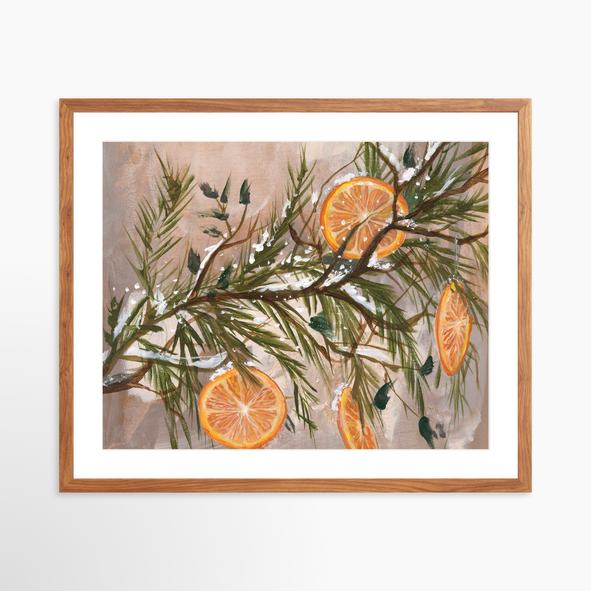 25x20 / Light Walnut Frame + White Mat