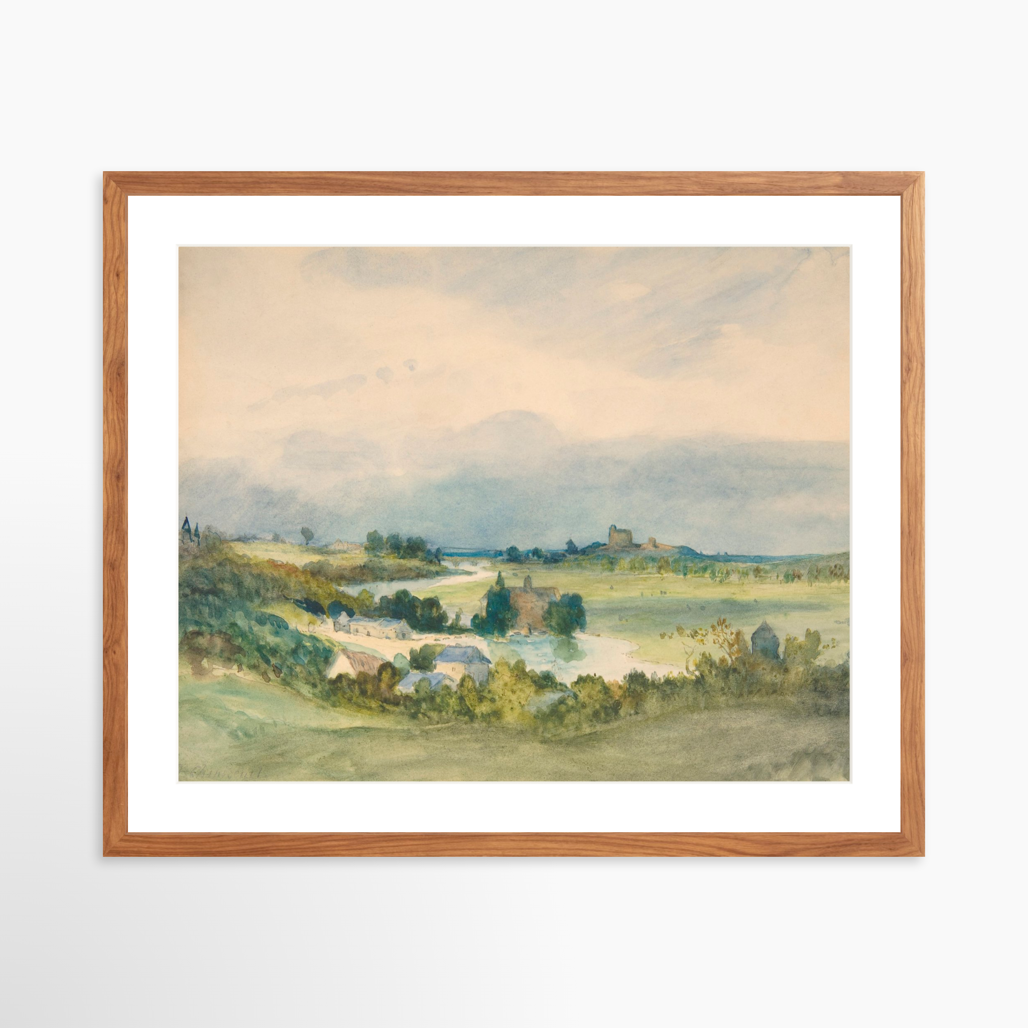 25x20 / Light Walnut Frame + White Mat