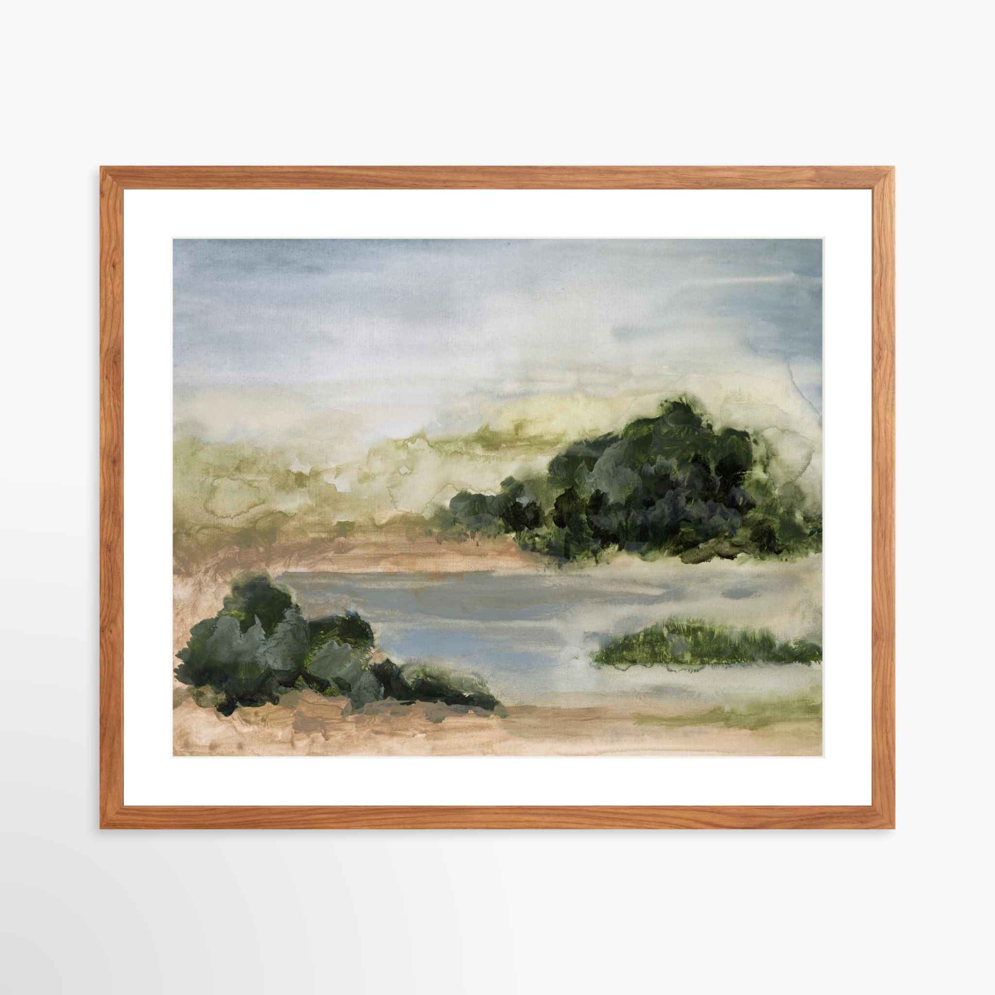 25x20 / Light Walnut Frame + White Mat