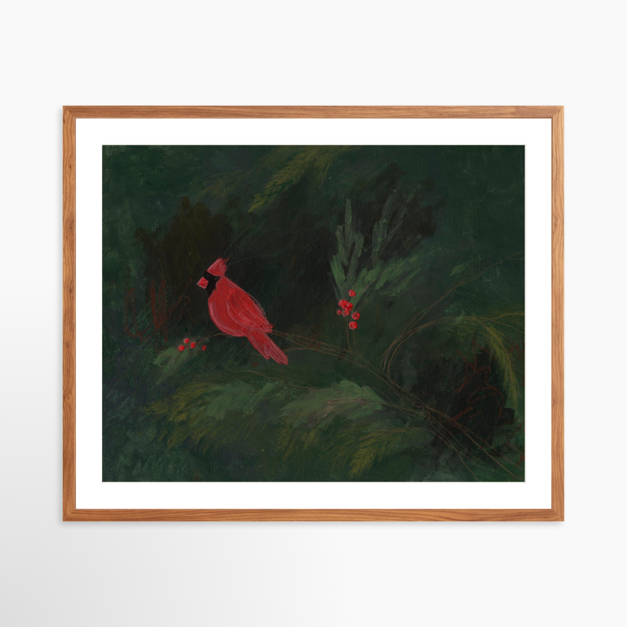 30x24 / Light Walnut Frame + White Mat