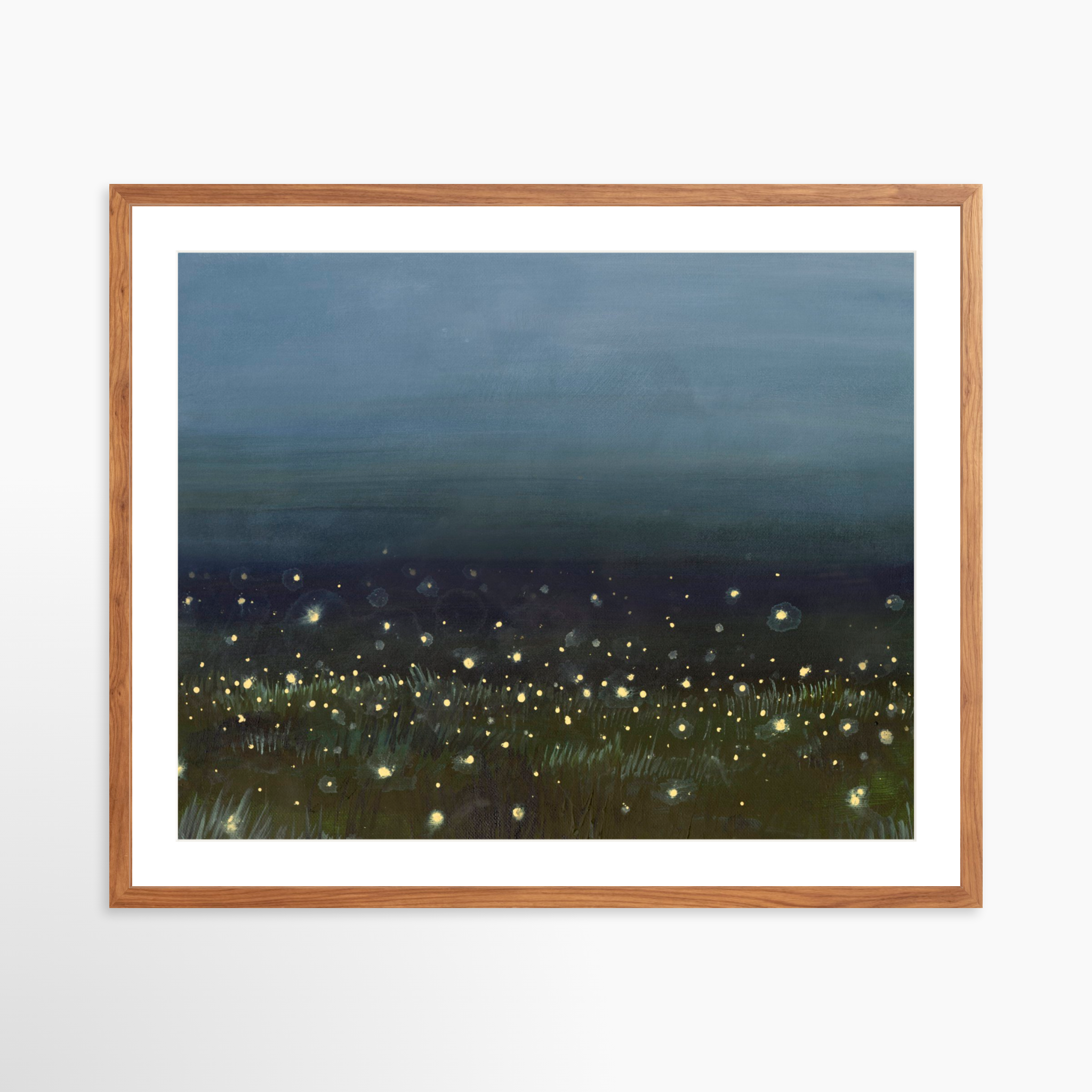 30x24 / Light Walnut Frame + White Mat