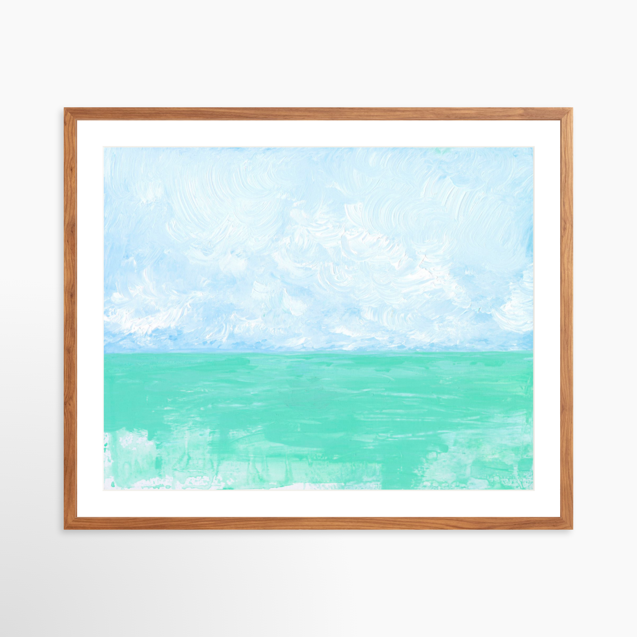 30x24 / Light Walnut Frame + White Mat