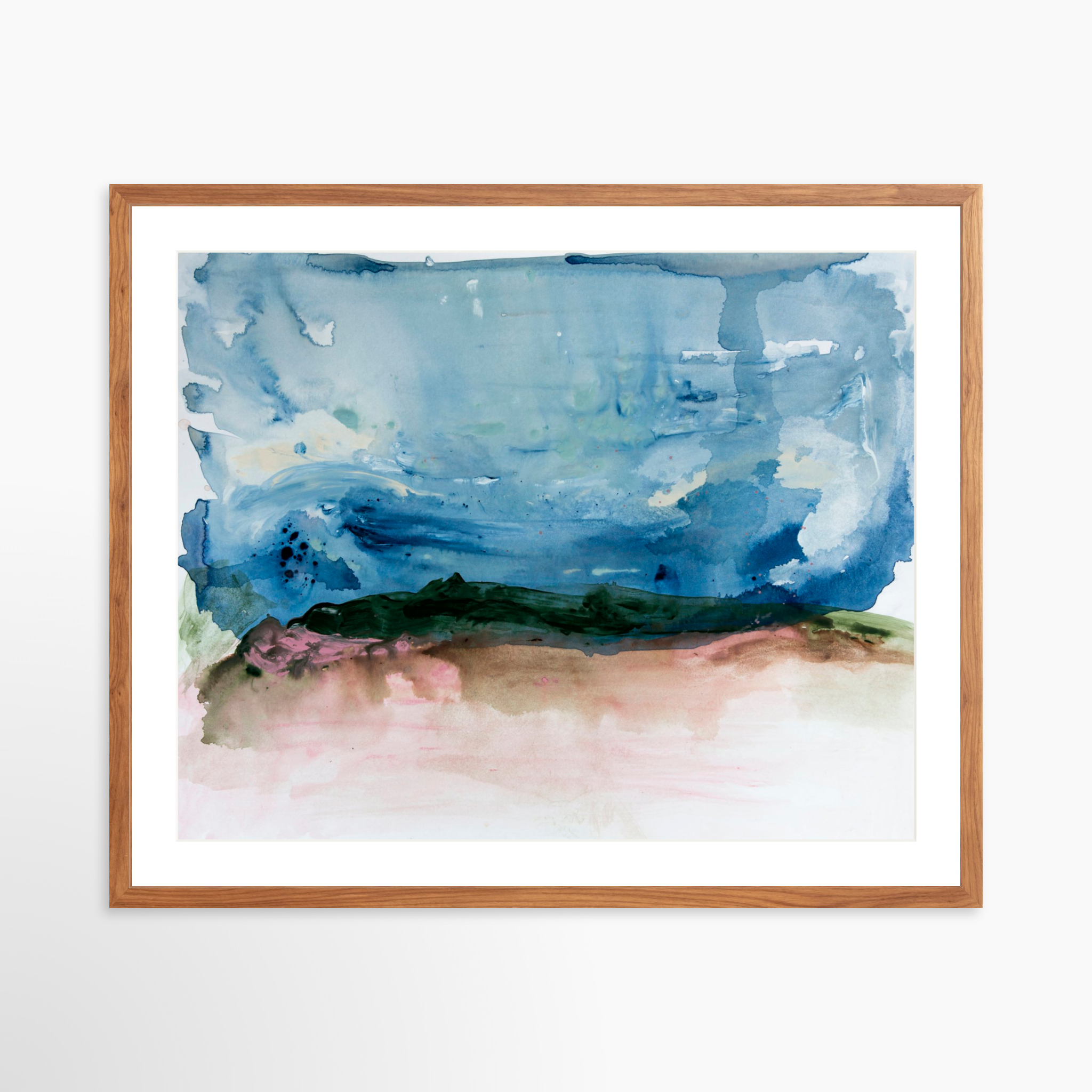 30x24 / Light Walnut Frame + White Mat