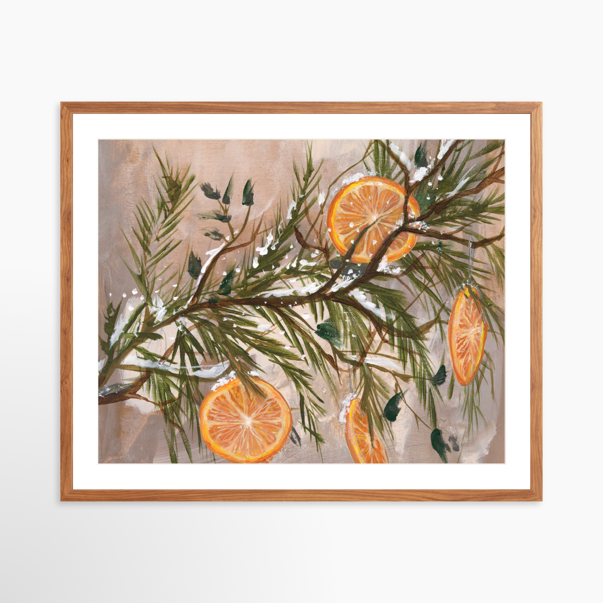 30x24 / Light Walnut Frame + White Mat