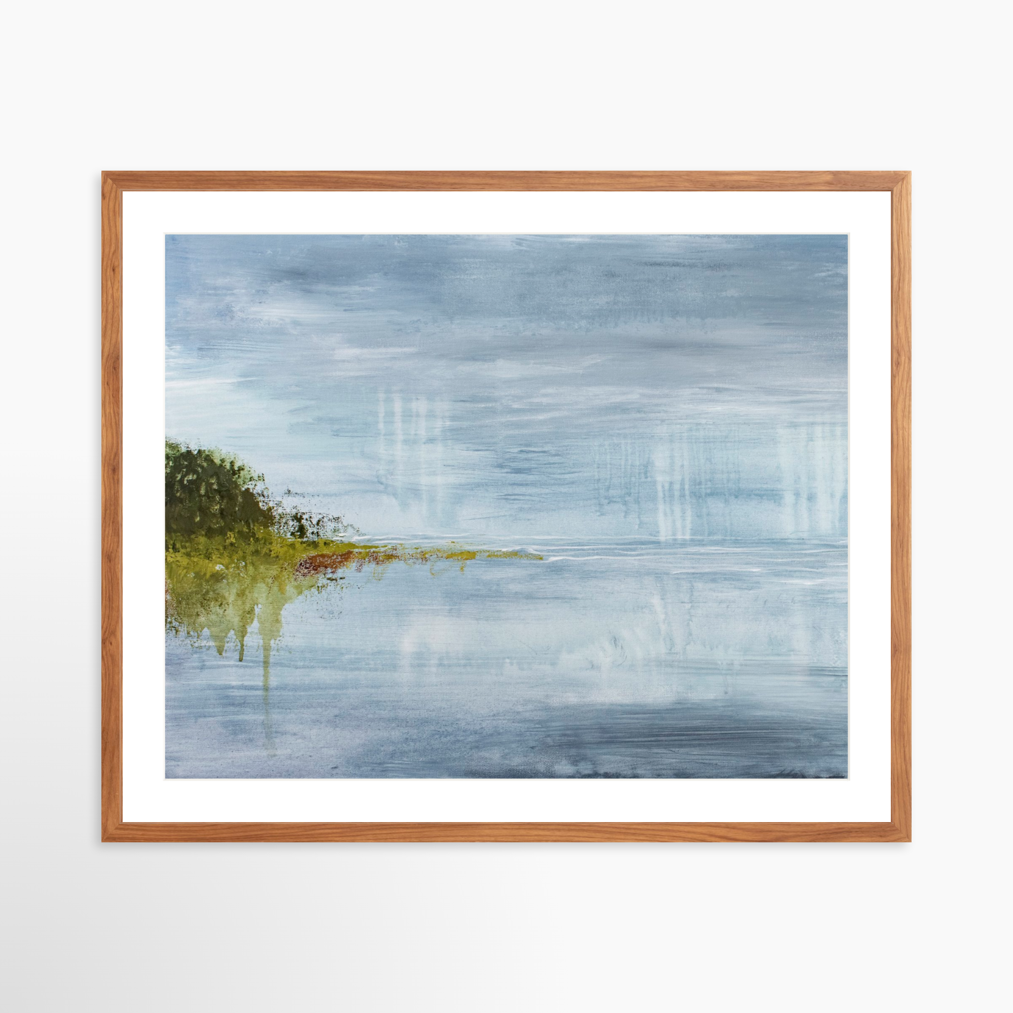 30x24 / Light Walnut Frame + White Mat