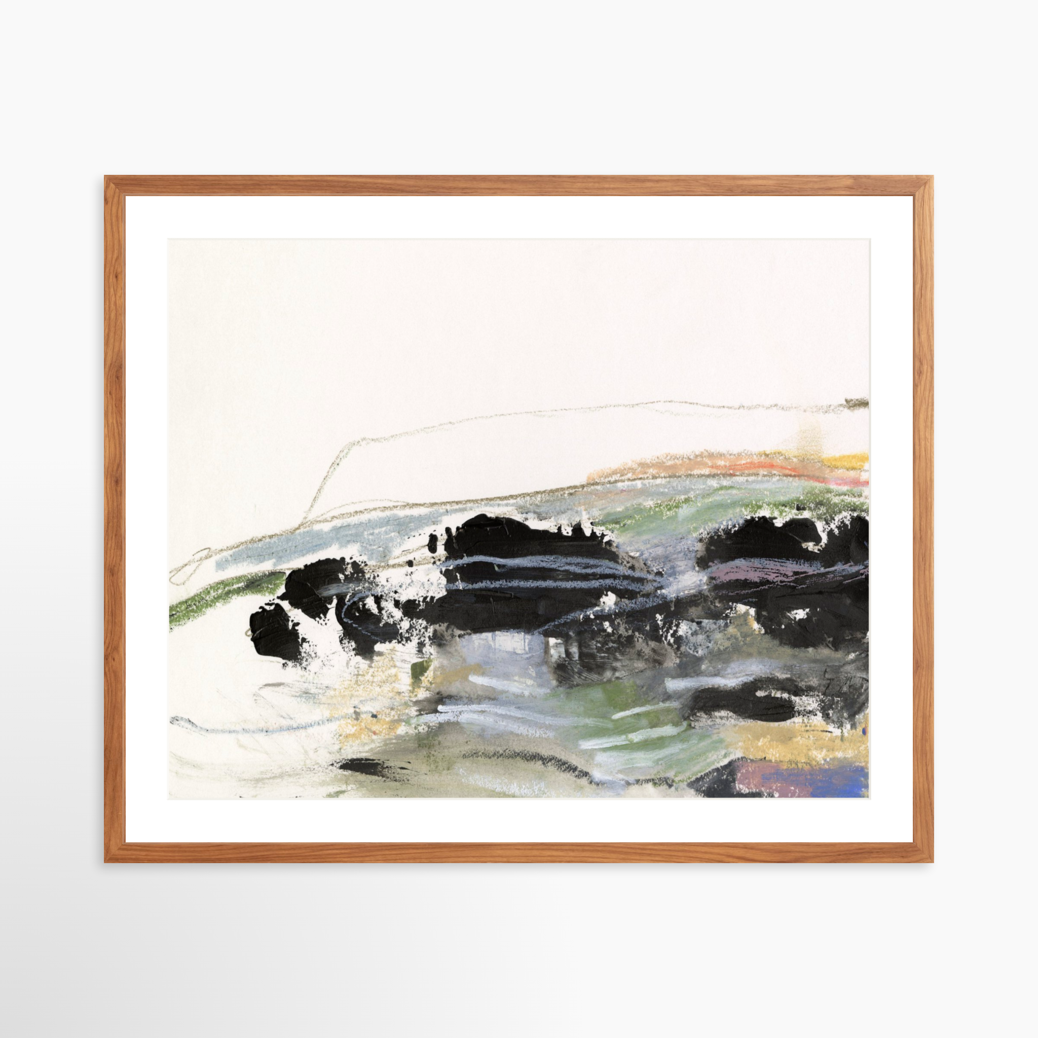 30x24 / Light Walnut Frame + White Mat