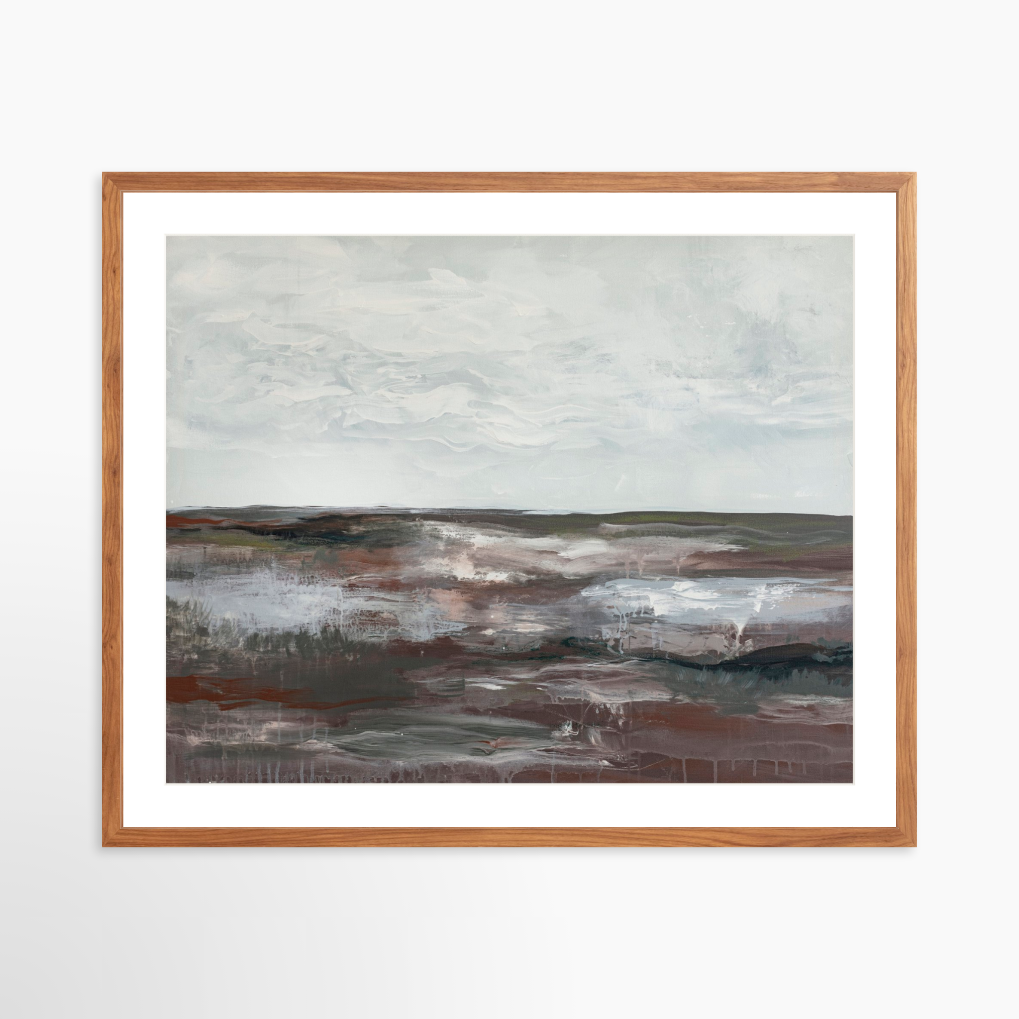 30x24 / Light Walnut Frame + White Mat