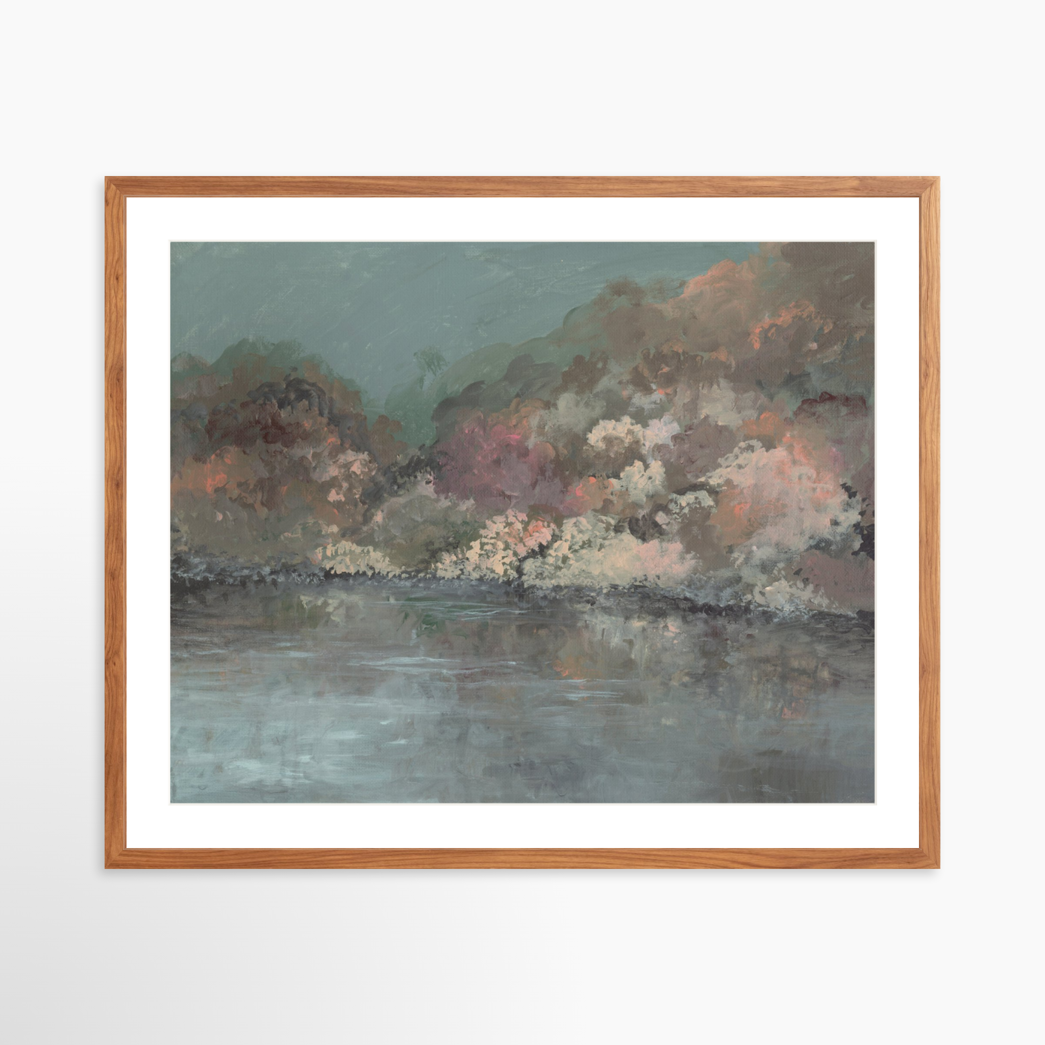 30x24 / Light Walnut Frame + White Mat