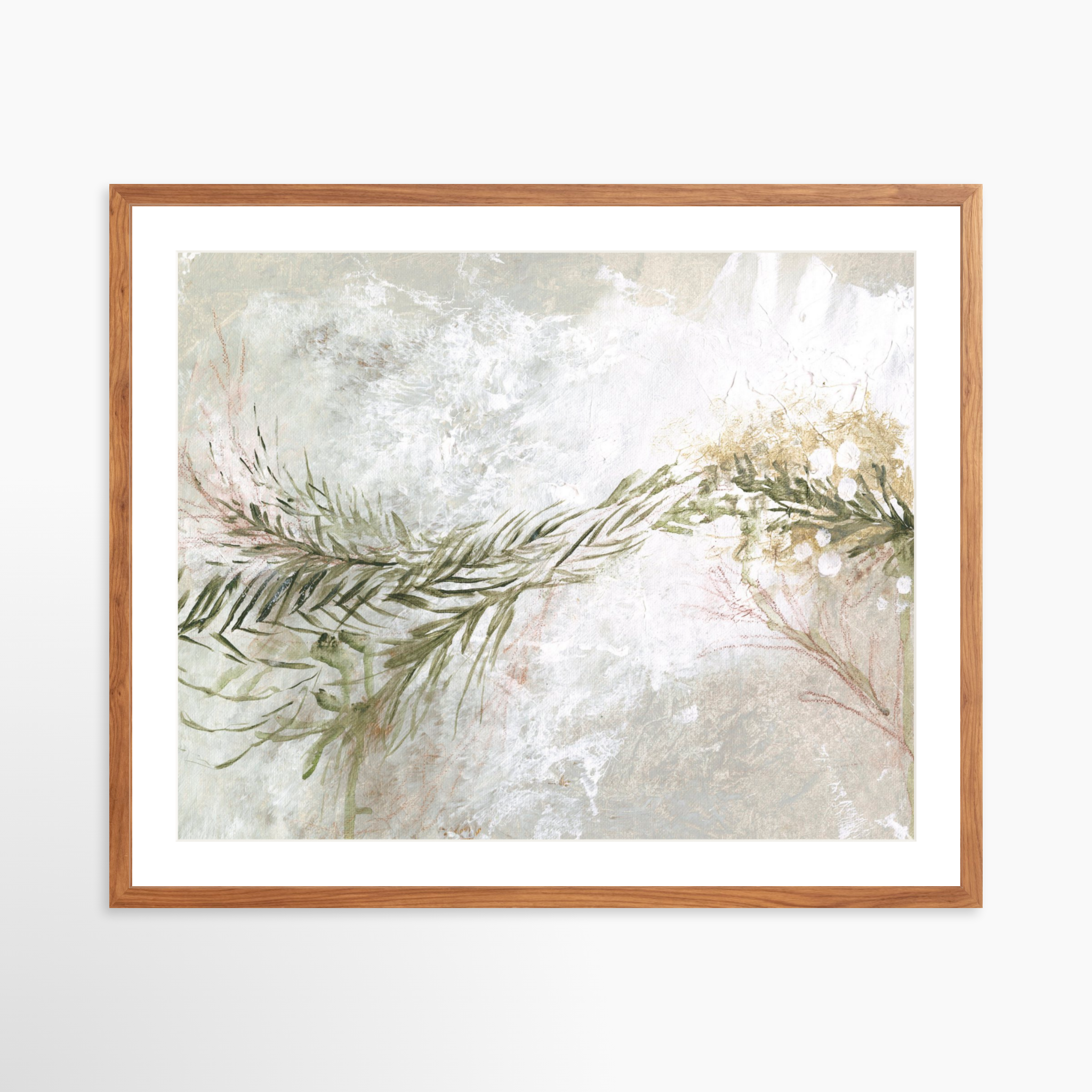 30x24 / Light Walnut Frame + White Mat