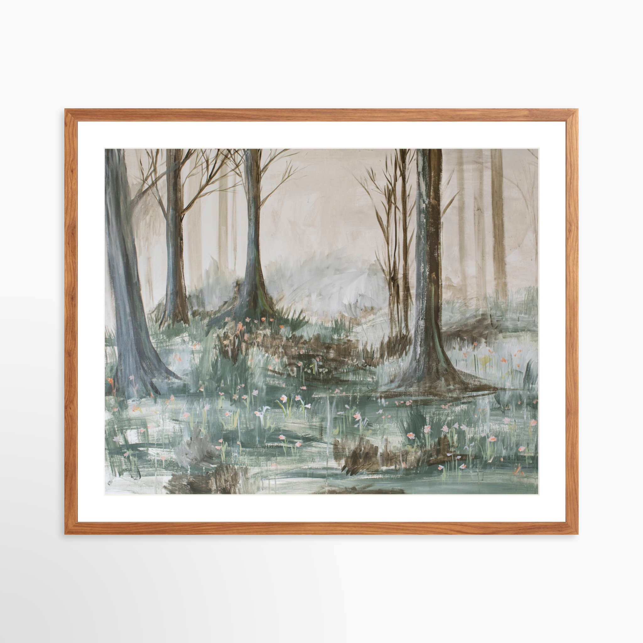 30x24 / Light Walnut Frame + White Mat