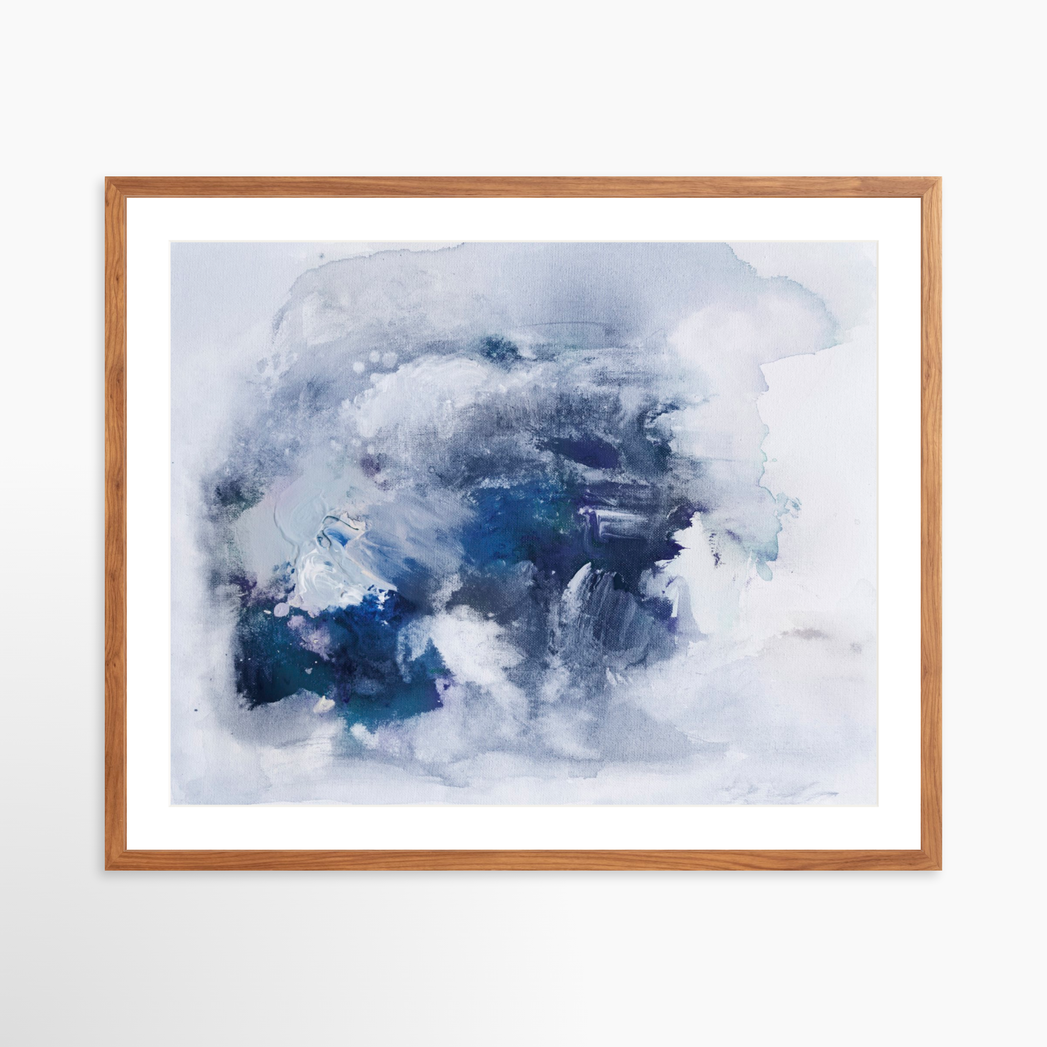 30x24 / Light Walnut Frame + White Mat