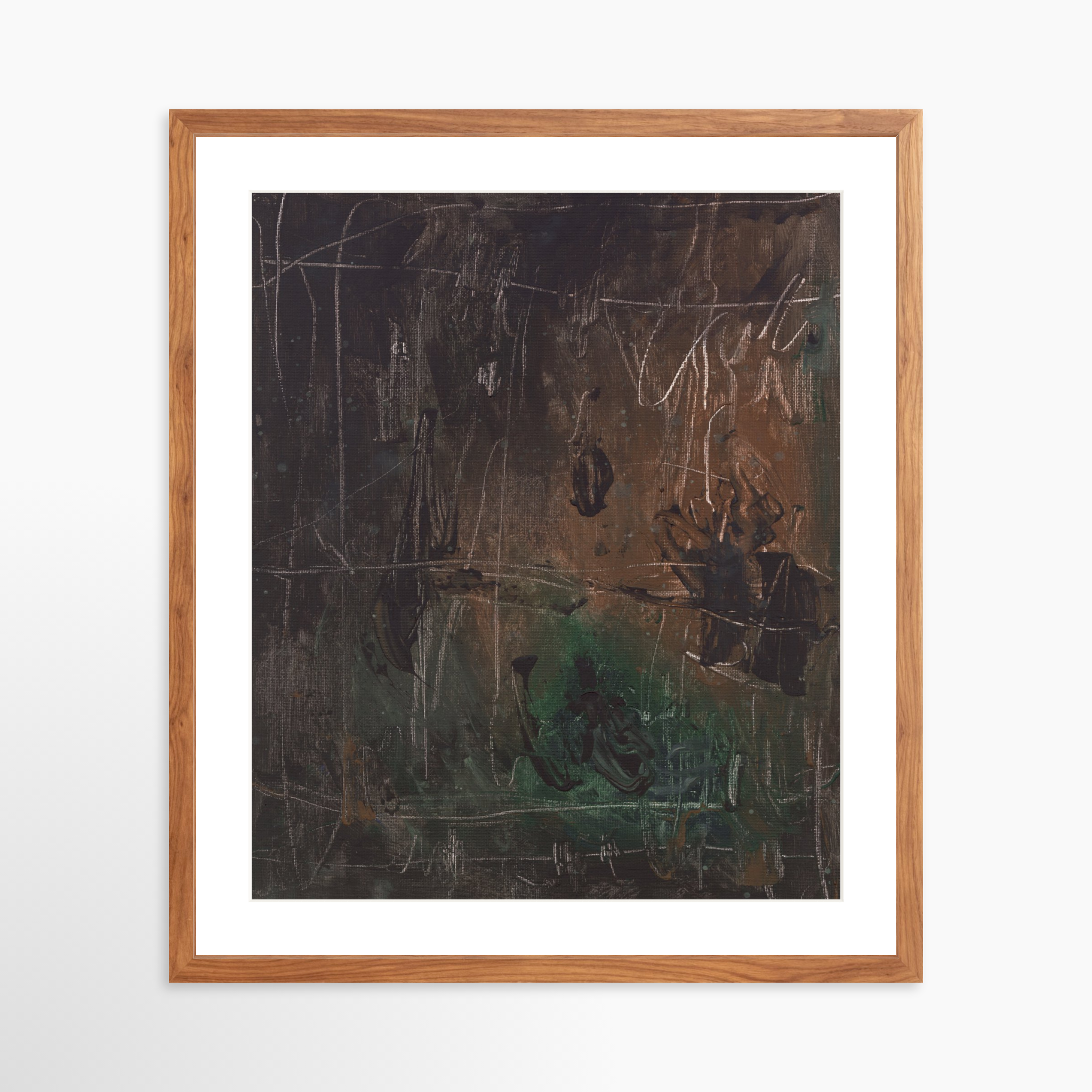 20x24 / Light Walnut Frame + White Mat