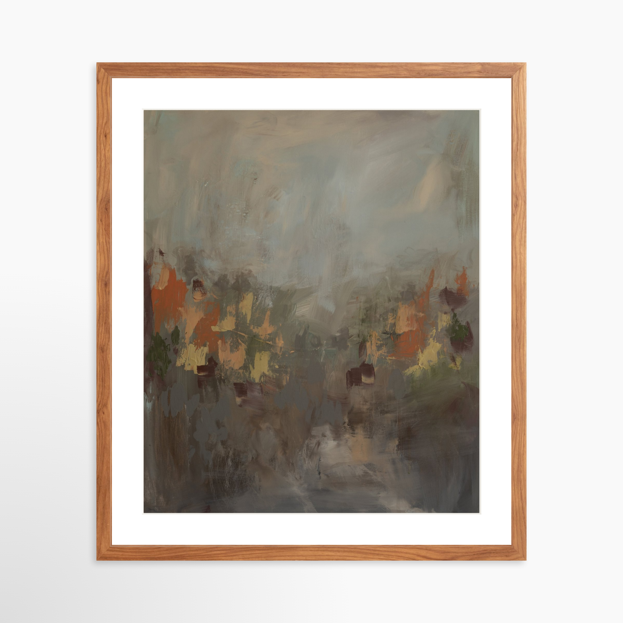 20x24 / Light Walnut Frame + White Mat