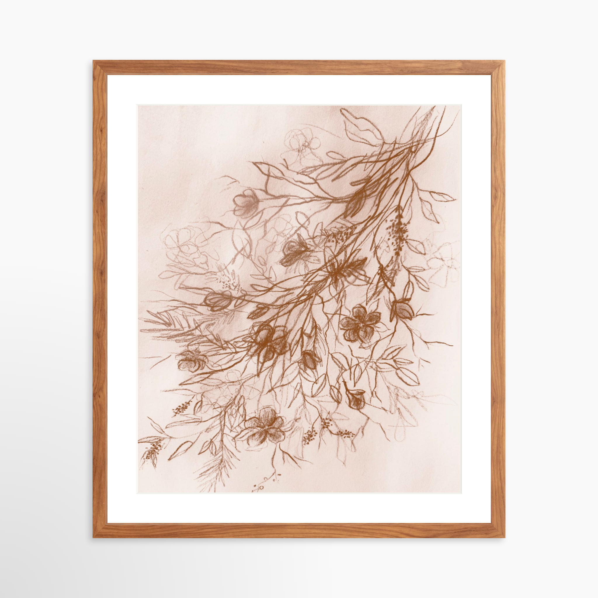 20x24 / Light Walnut Frame + White Mat