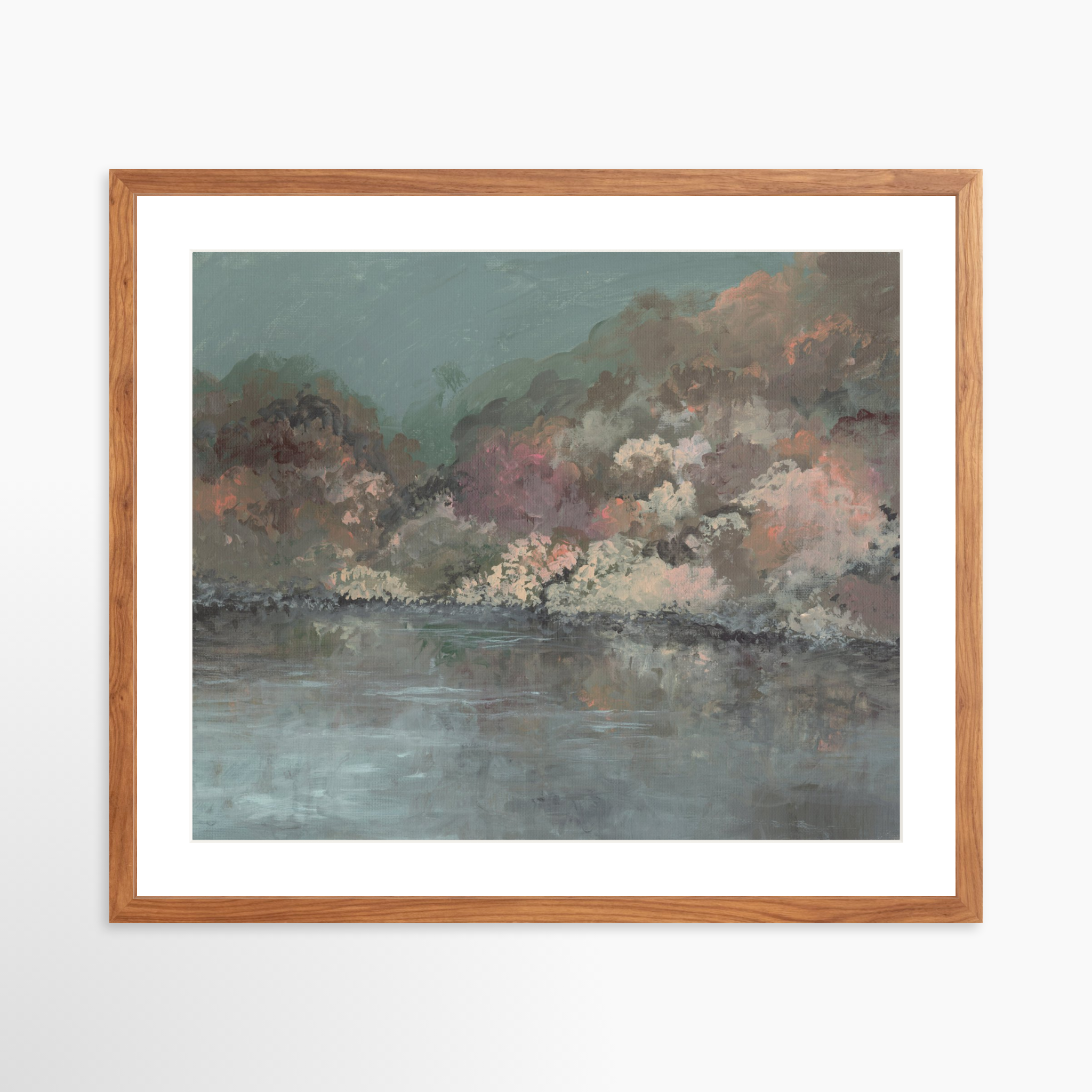 24x20 / Light Walnut Frame + White Mat