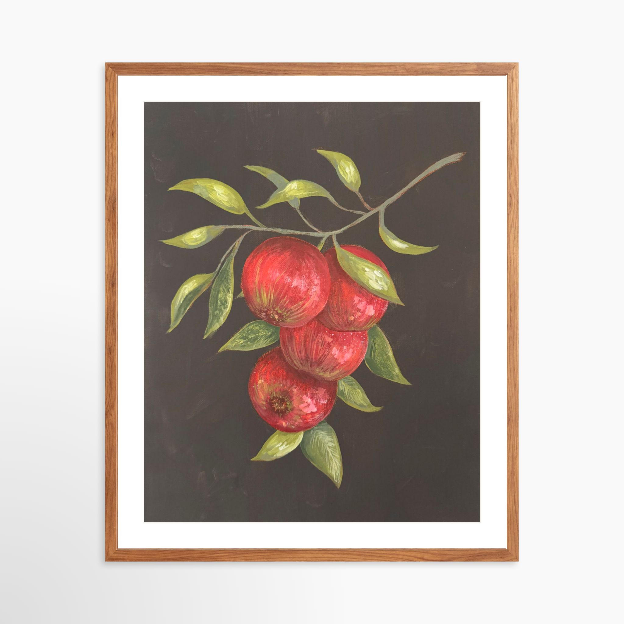 24x30 / Light Walnut Frame + White Mat