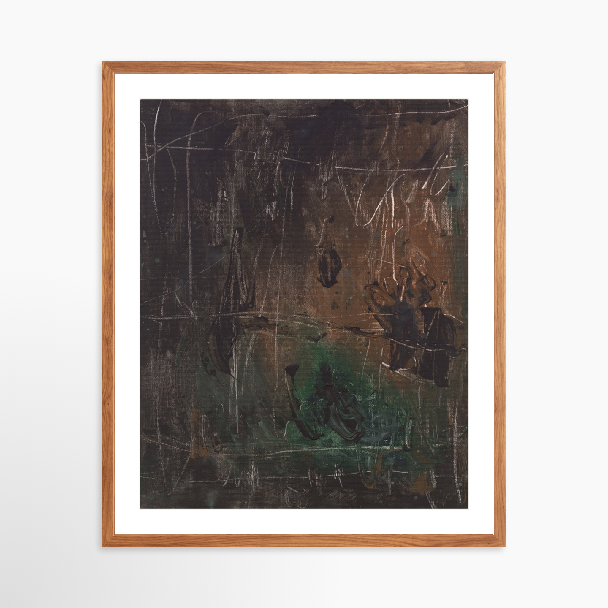 24x30 / Light Walnut Frame + White Mat