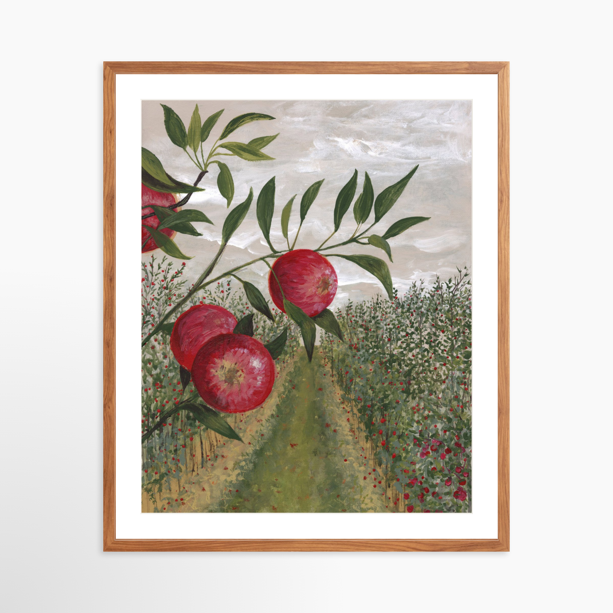 24x30 / Light Walnut Frame + White Mat