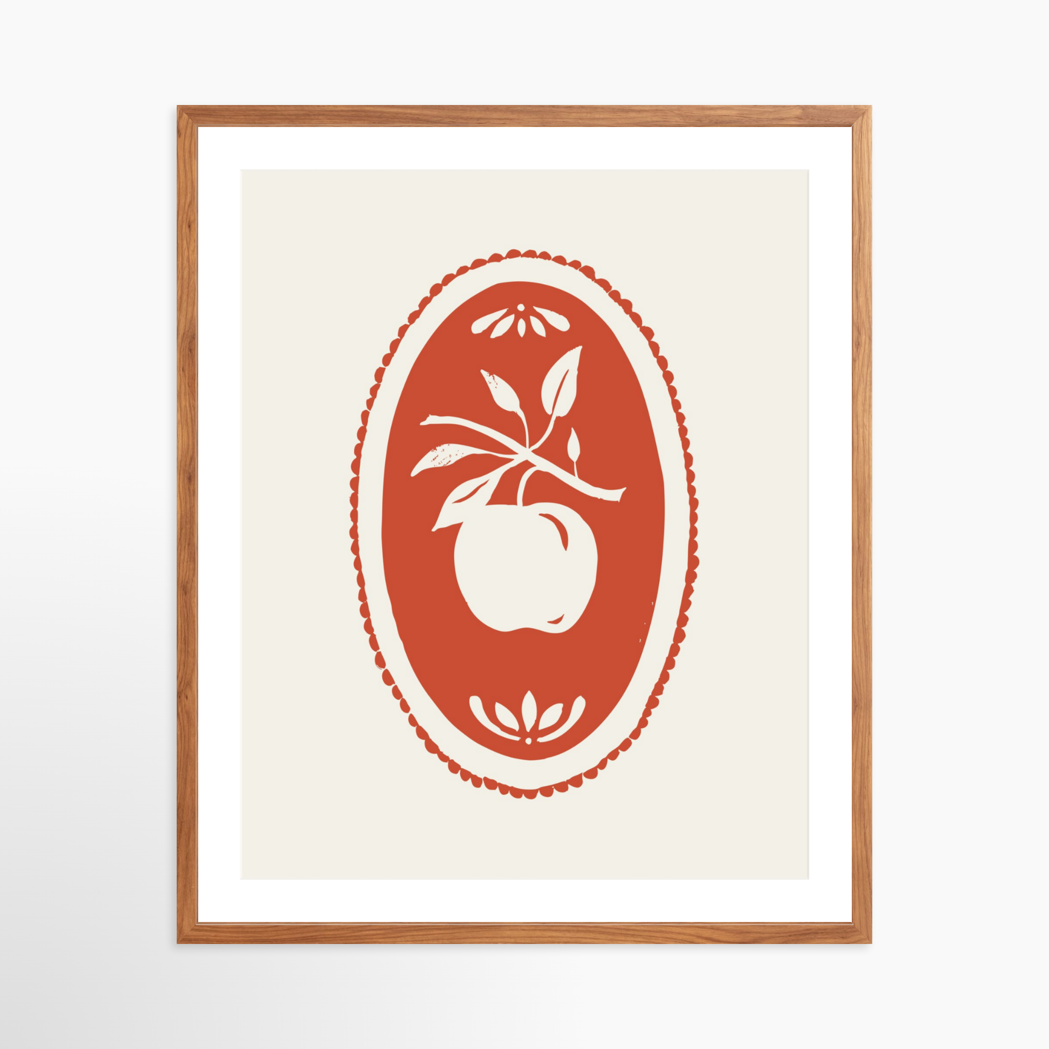 24x30 / Light Walnut Frame + White Mat