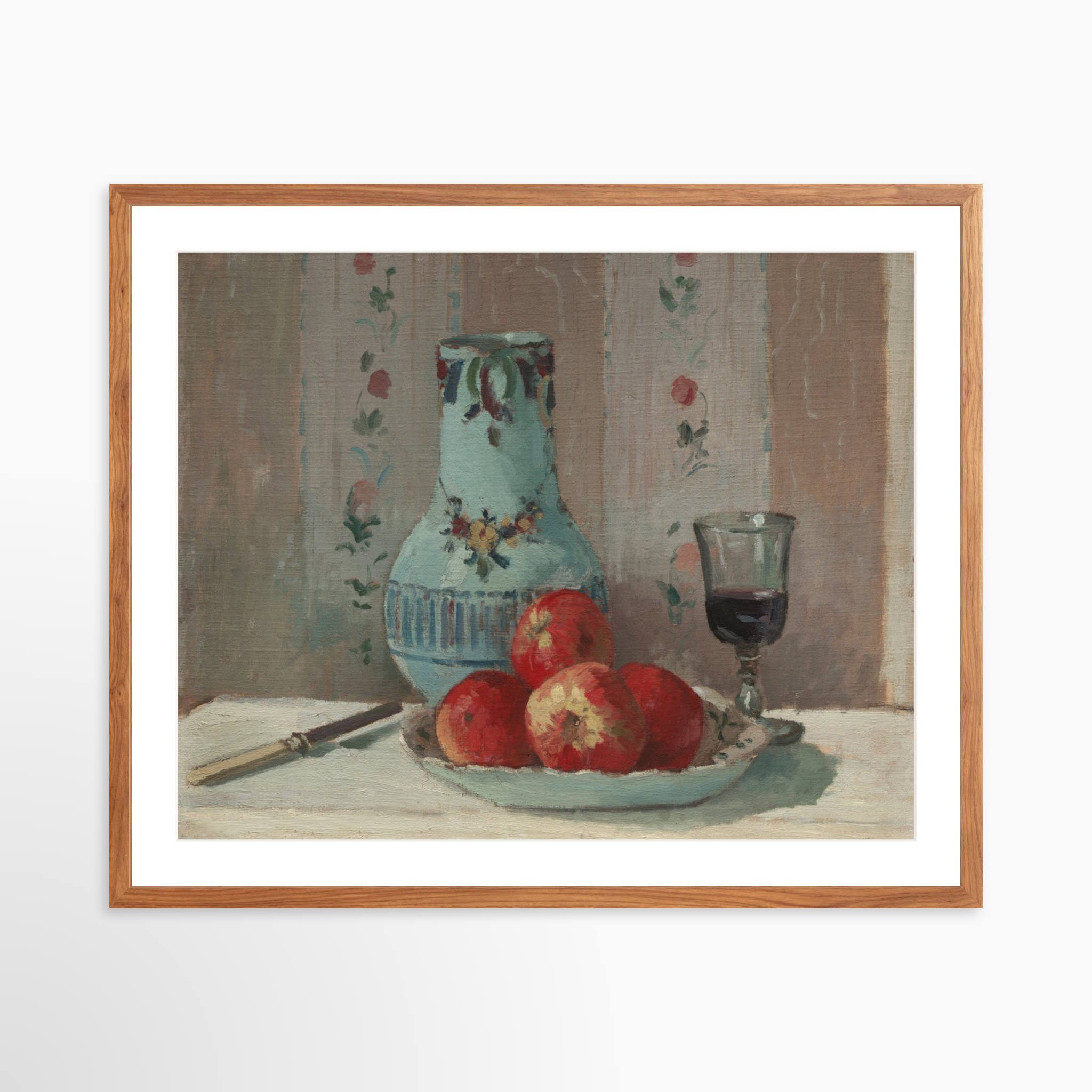 30x24 / Light Walnut Frame + White Mat