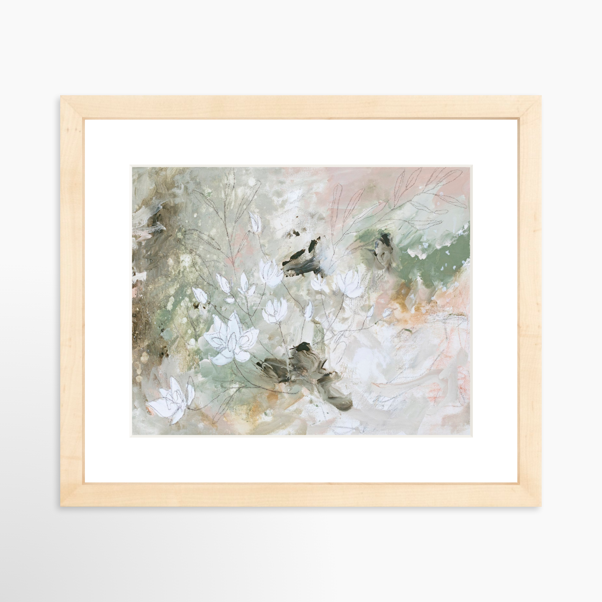 10x8 / Natural Frame + White Mat