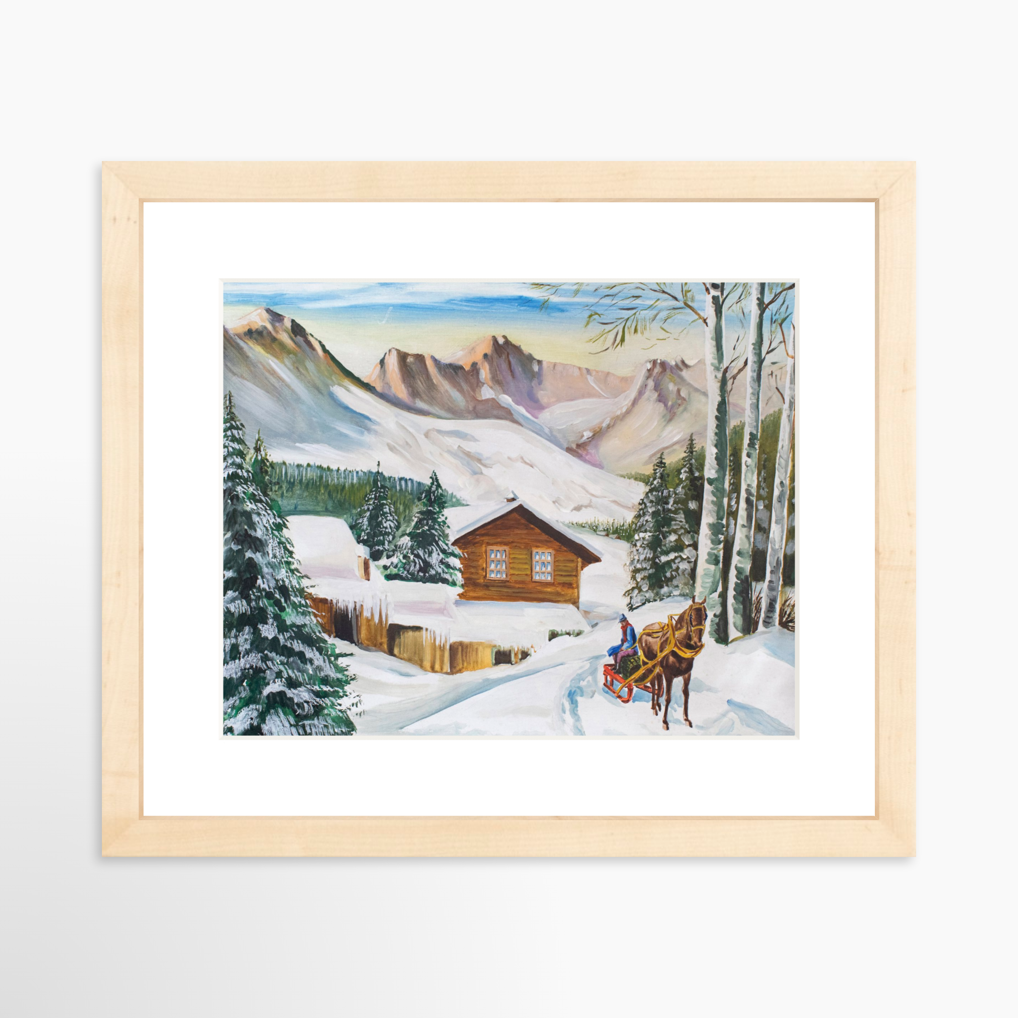 10x8 / Natural Frame + White Mat