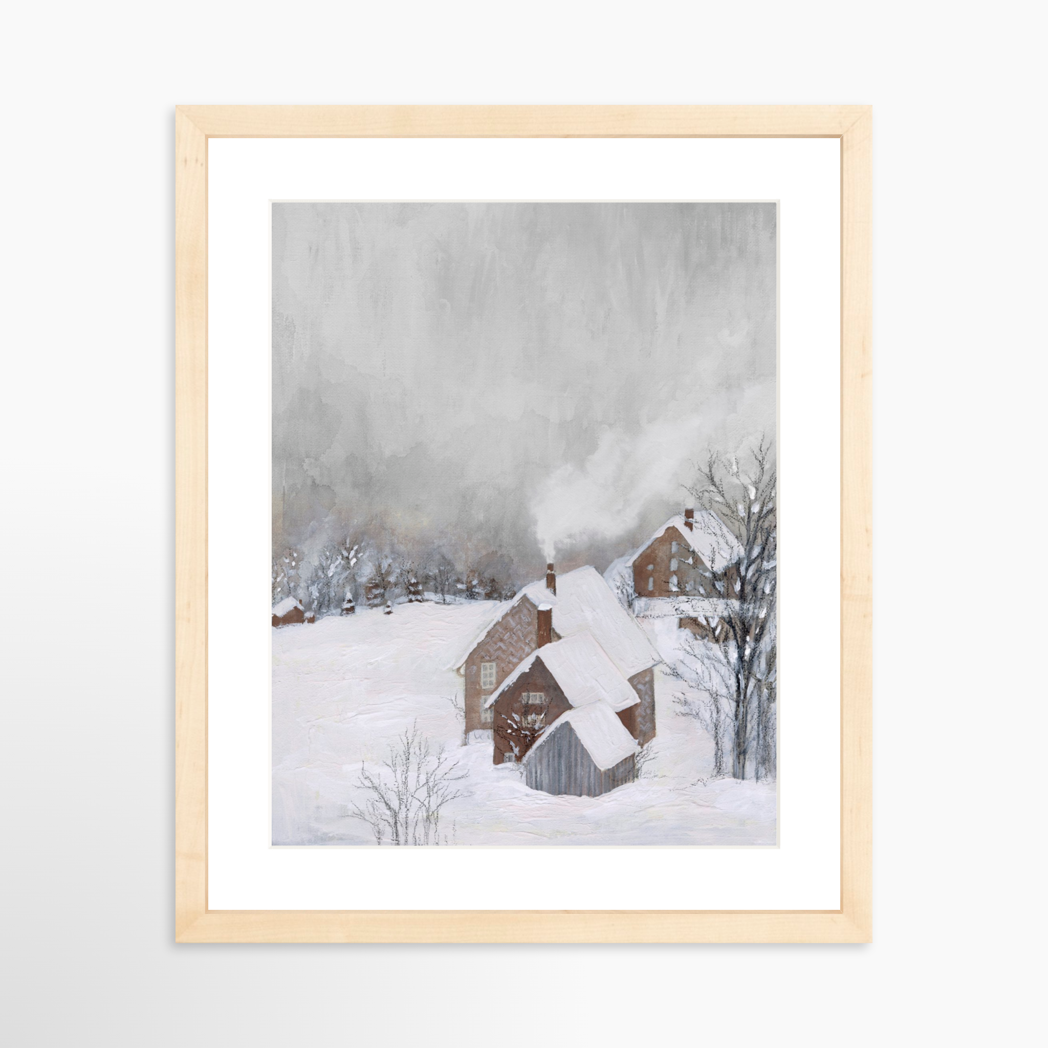 11x14 / Natural Frame + White Mat