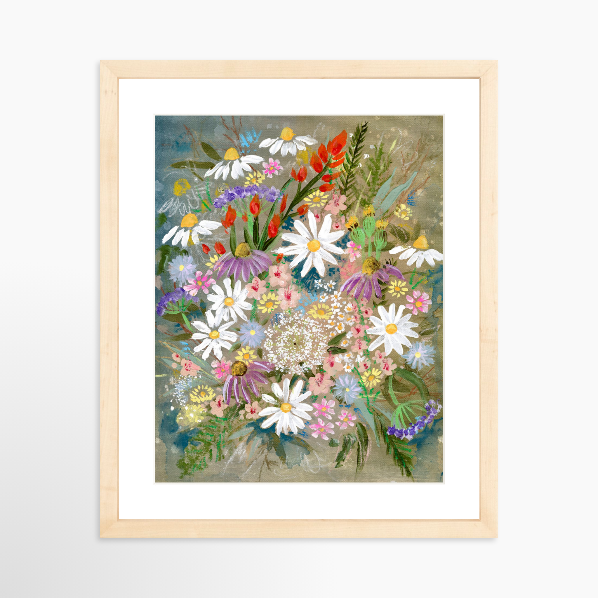 11x14 / Natural Frame + White Mat