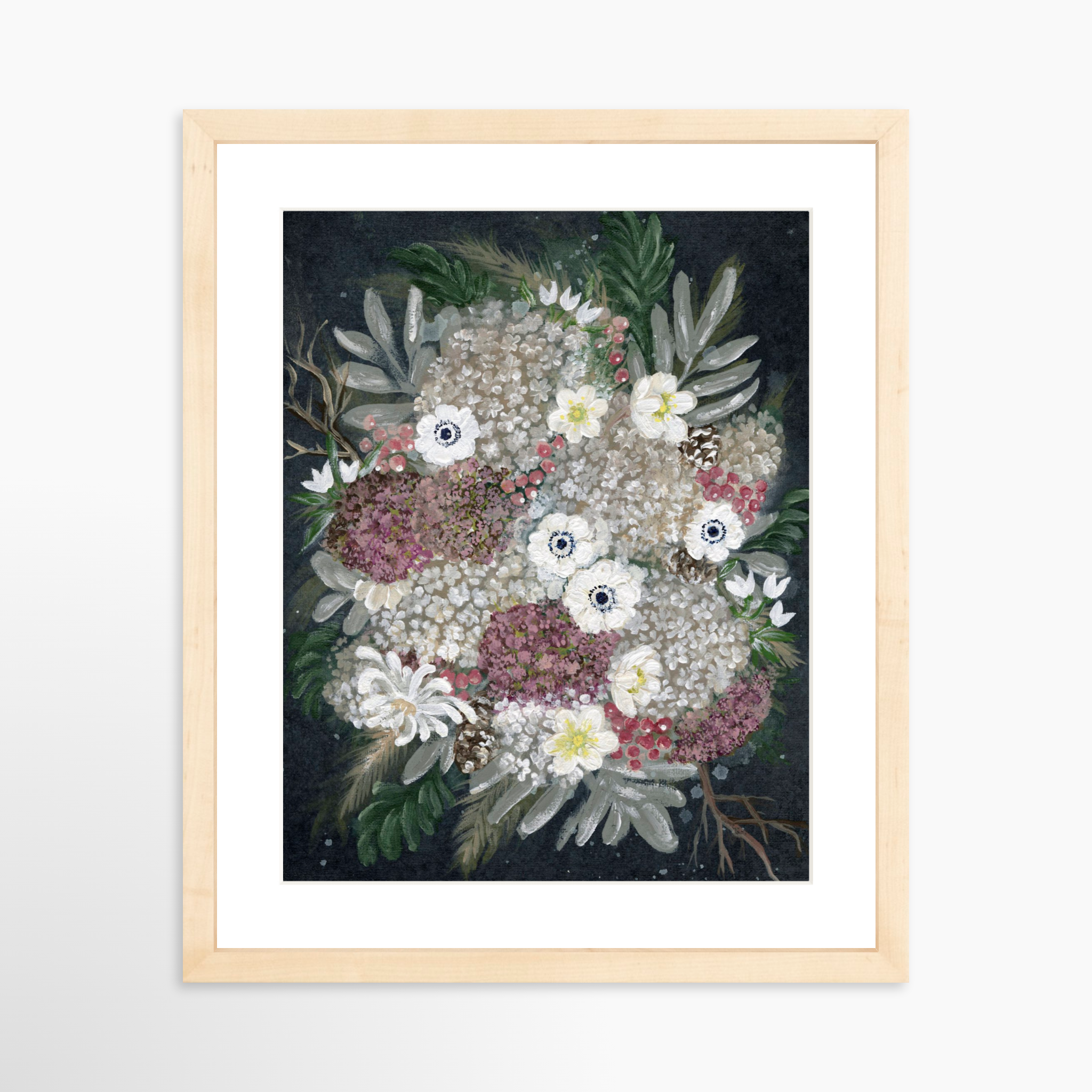 11x14 / Natural Frame + White Mat