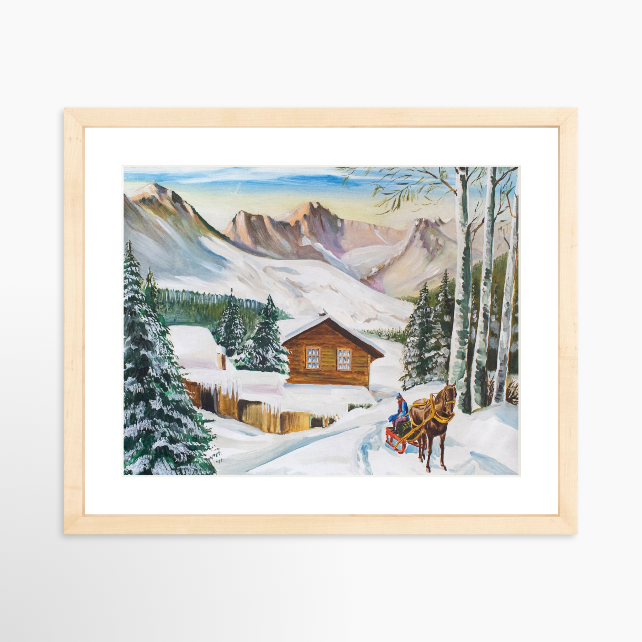 14x11 / Natural Frame + White Mat