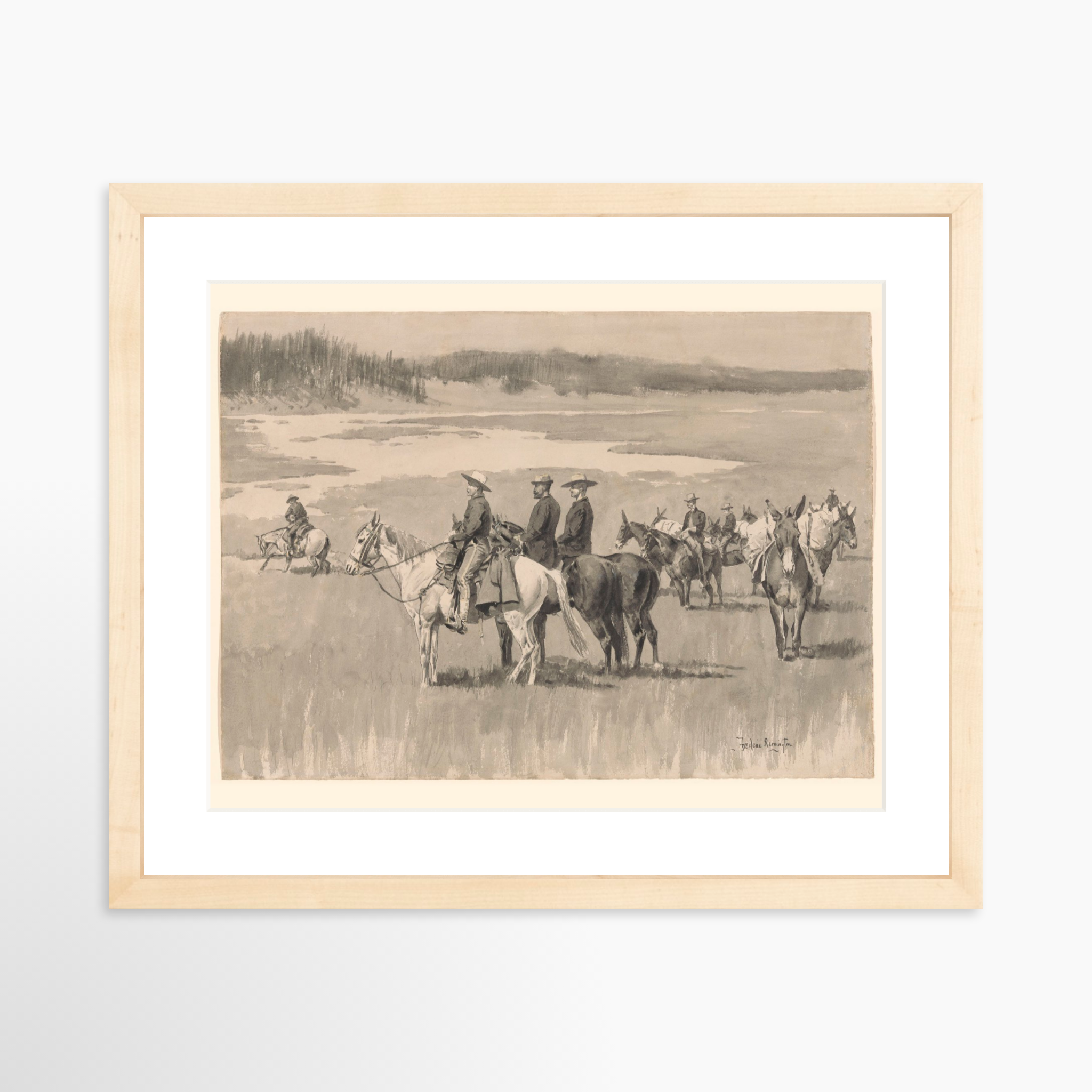 14x11 / Natural Frame + White Mat