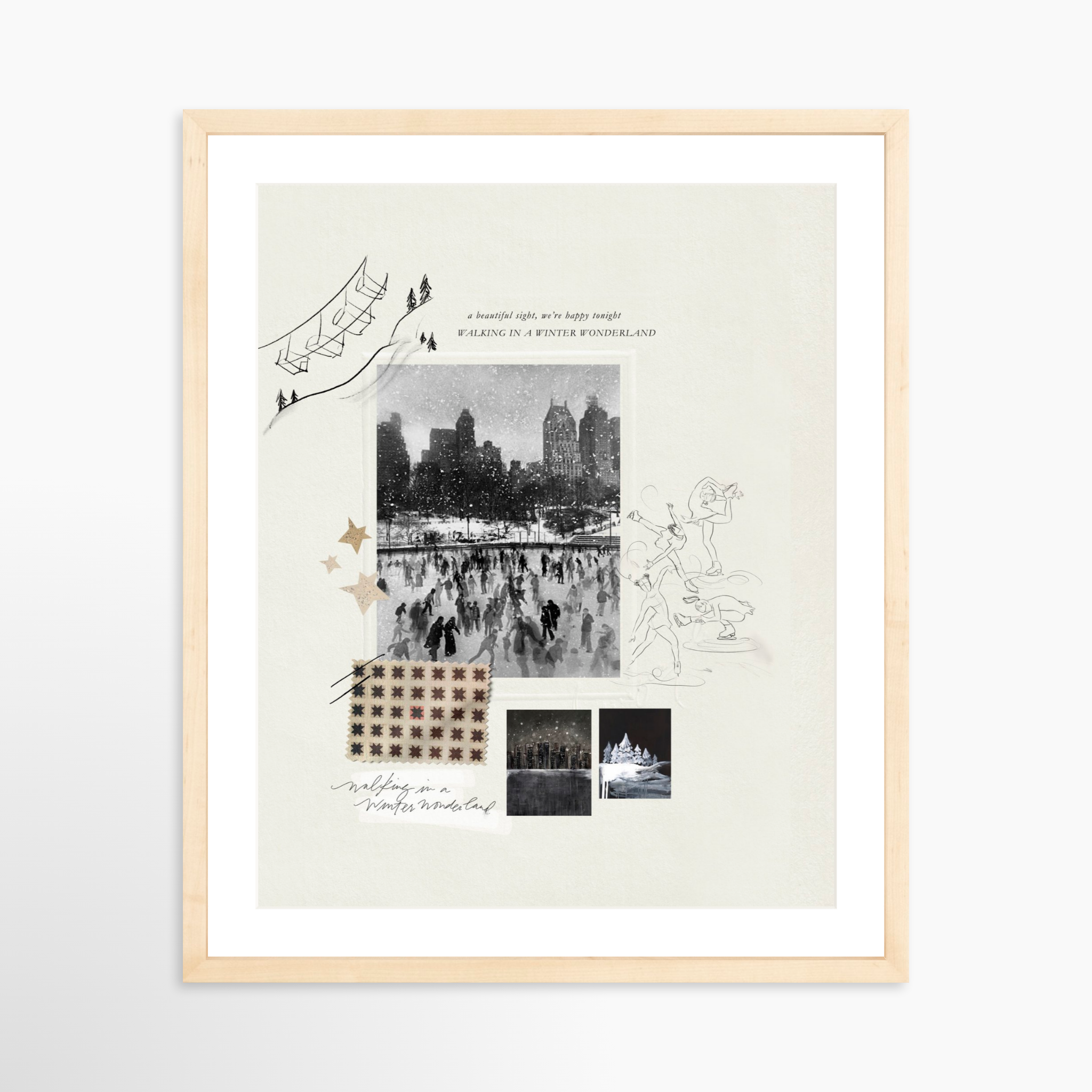 16x20 / Natural Frame + White Mat