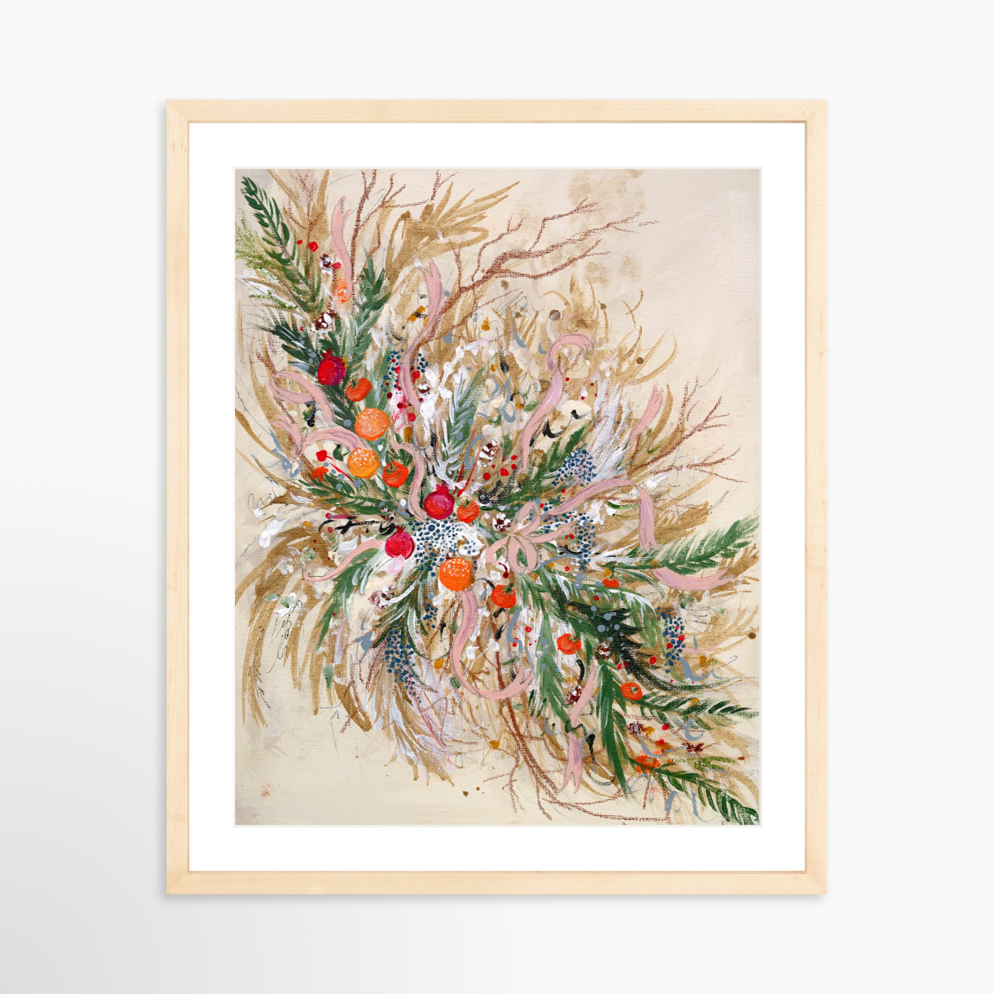 16x20 / Natural Frame + White Mat