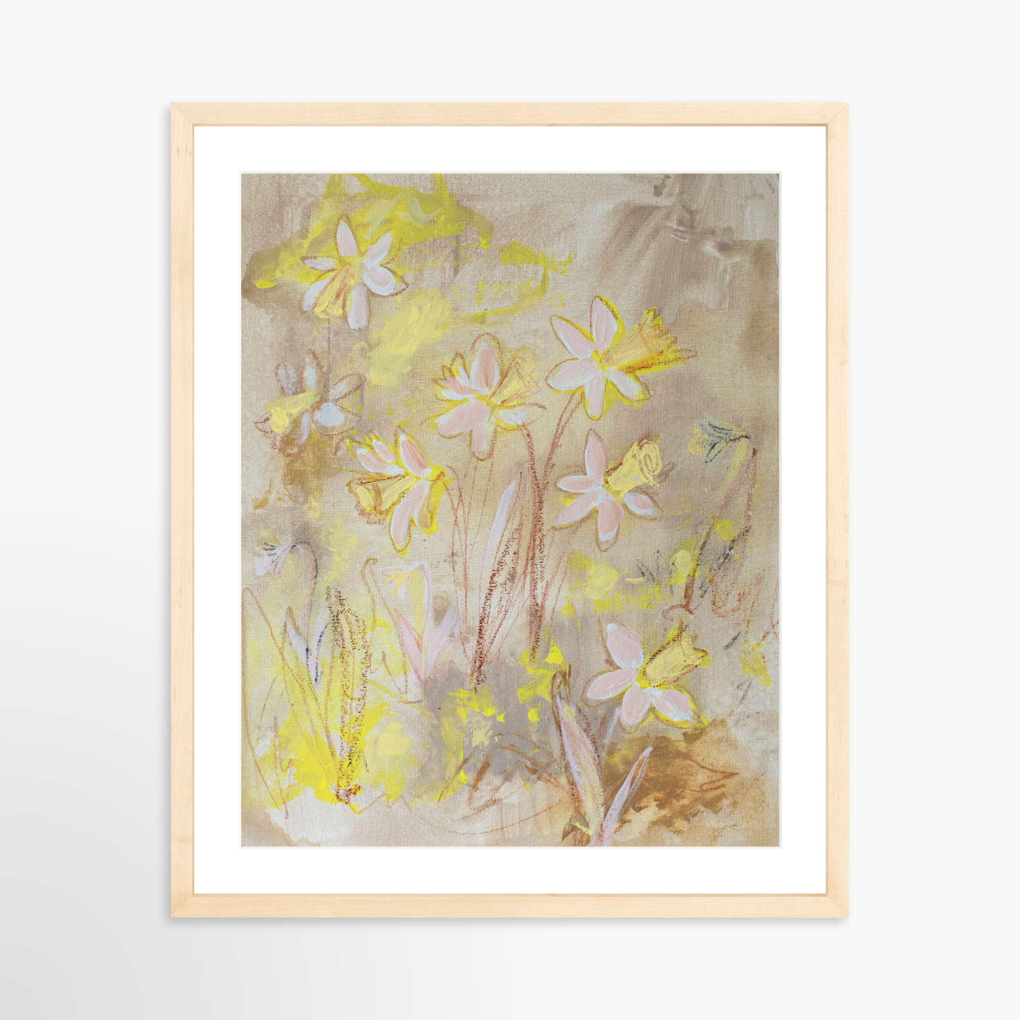 16x20 / Natural Frame + White Mat