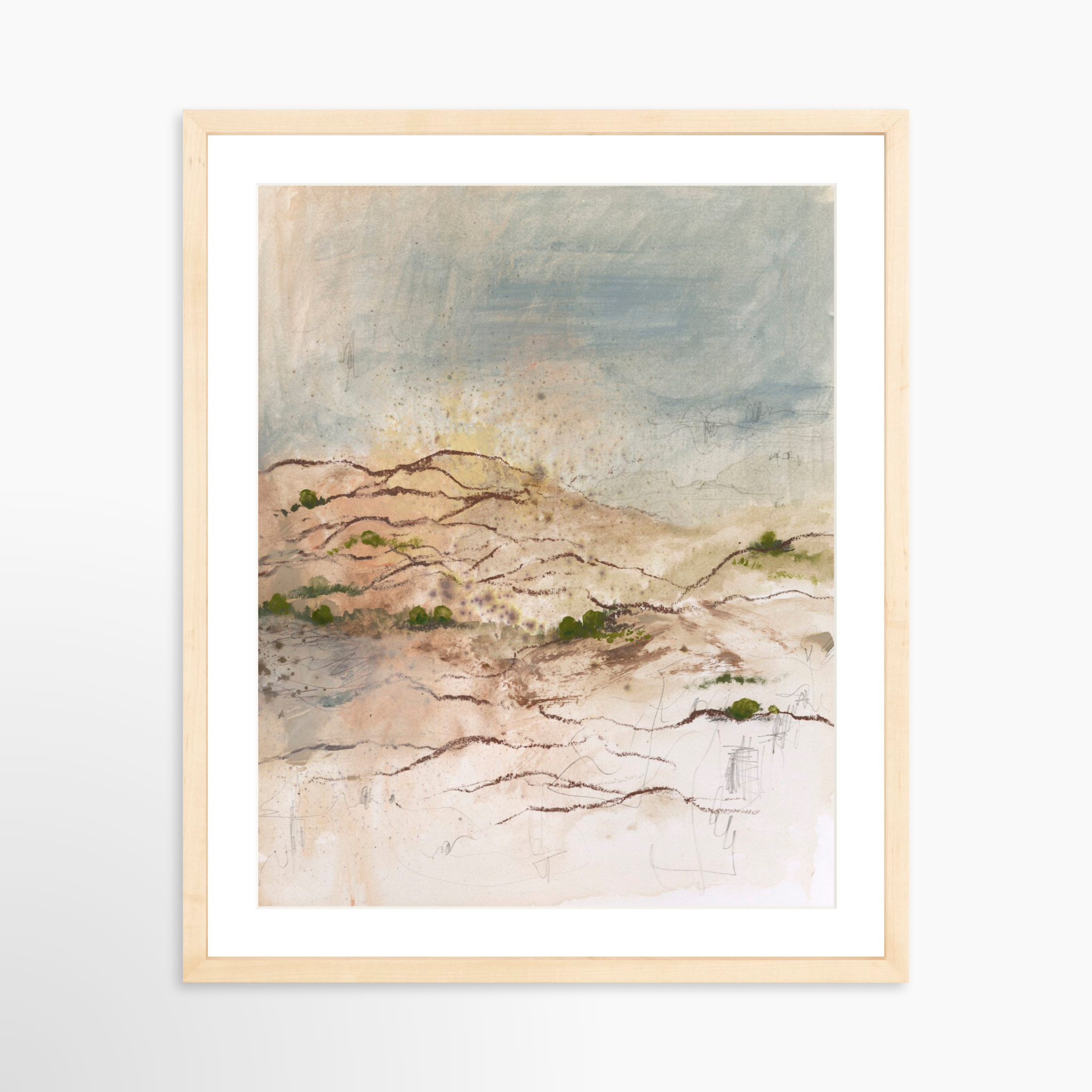 16x20 / Natural Frame + White Mat