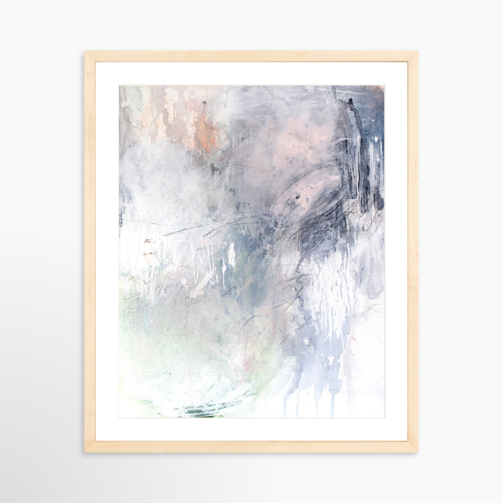 16x20 / Natural Frame + White Mat