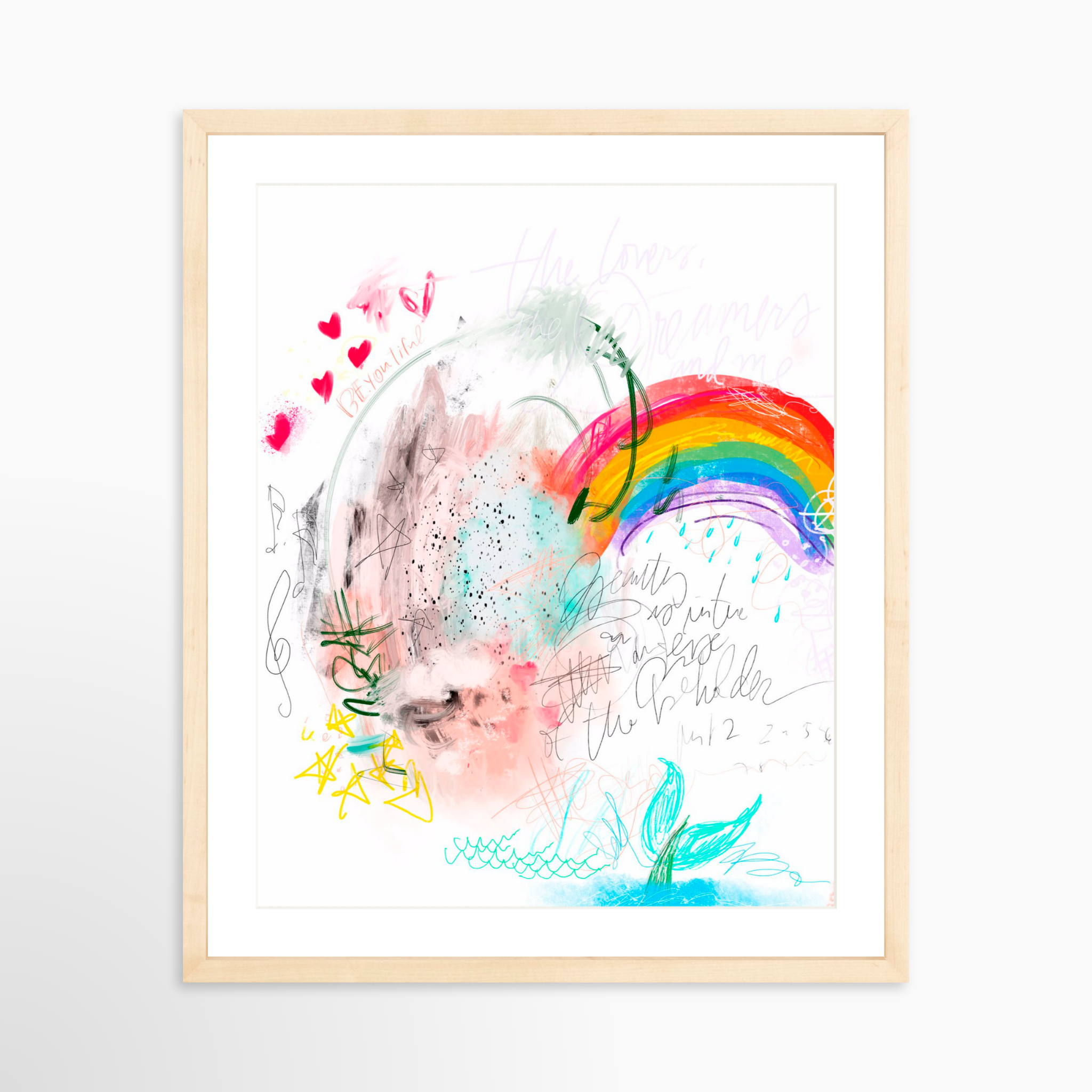 16x20 / Natural Frame + White Mat