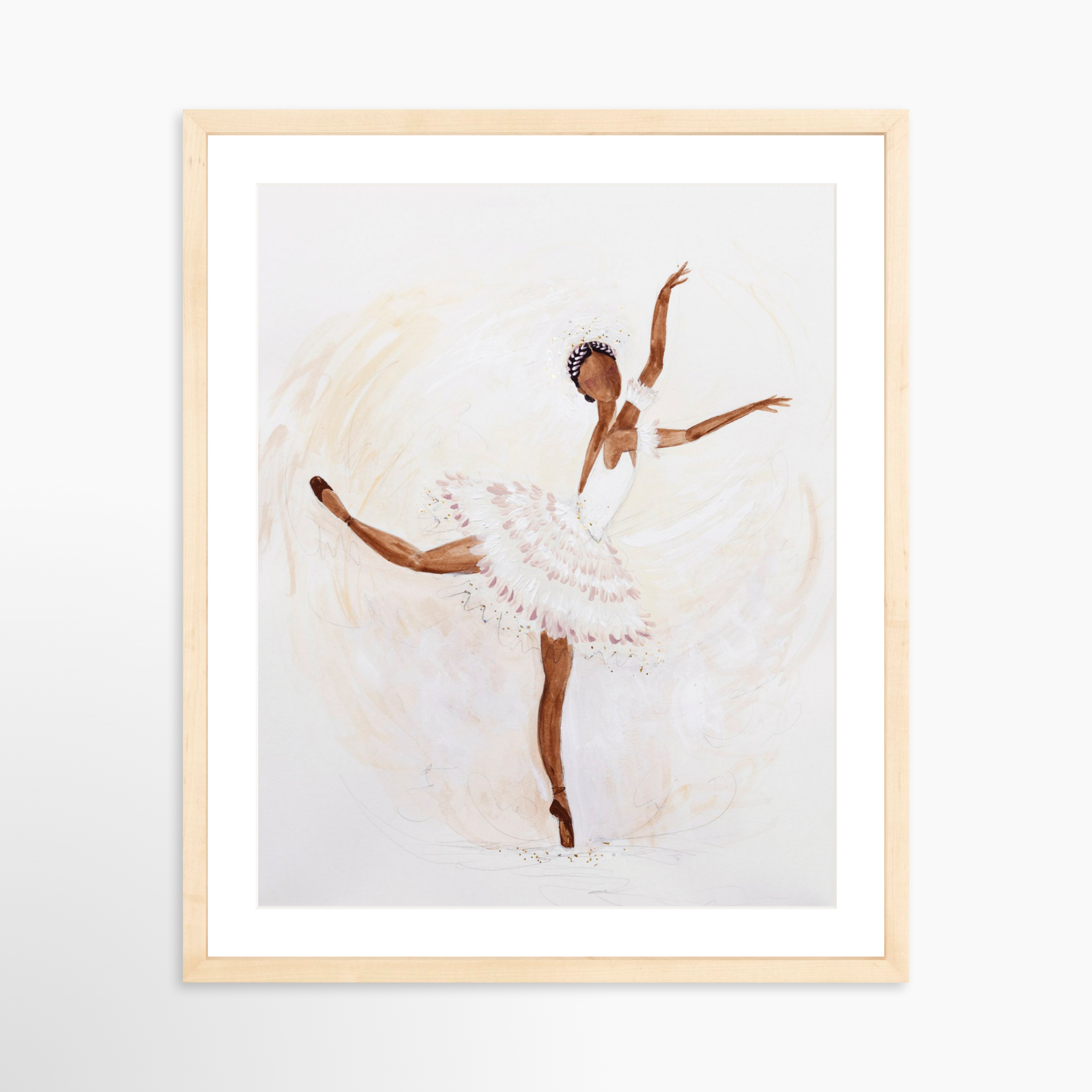 16x20 / Natural Frame + White Mat