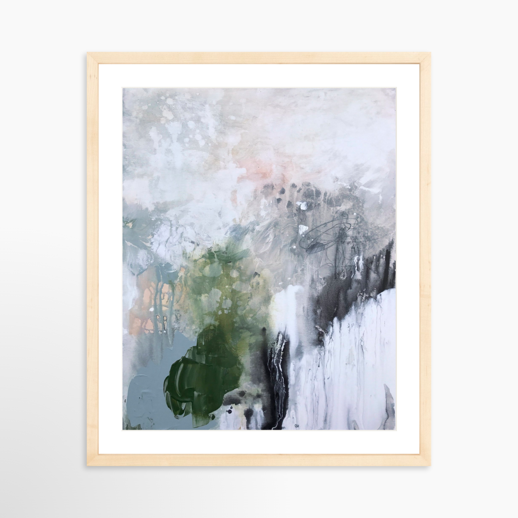 16x20 / Natural Frame + White Mat